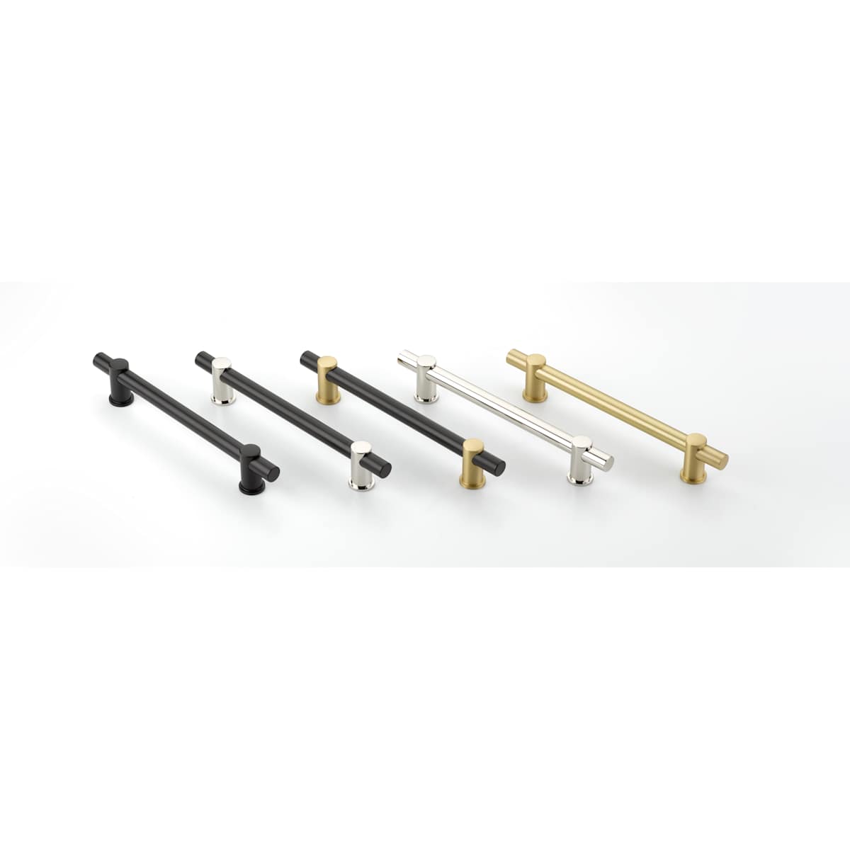 Schaub and Company - 424-MB-SB - Fonce 4" Center to Center Modern Euro Bar Style Luxury Solid Brass Cabinet Handle / Drawer Pull in Matte Black / Satin Brass