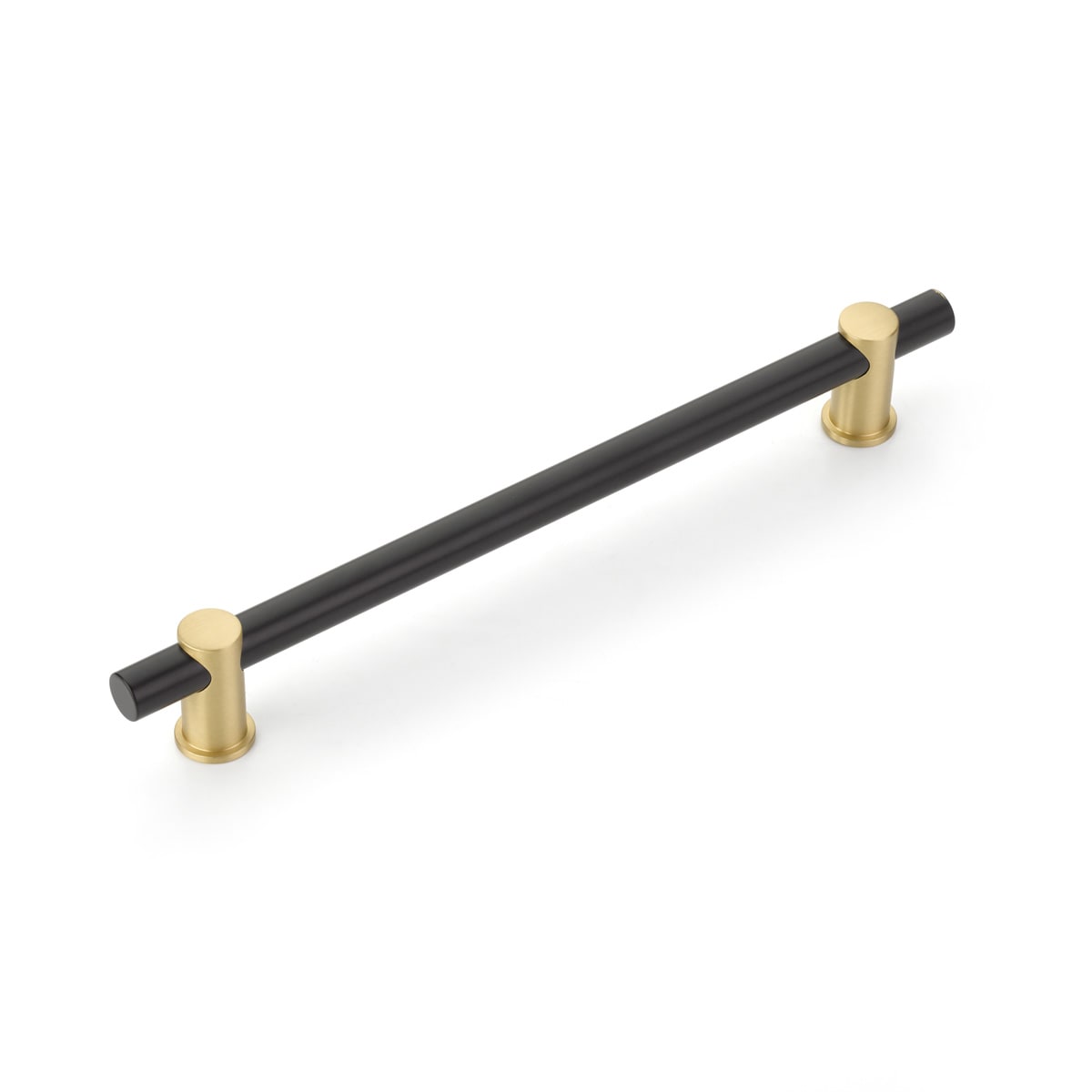 Schaub and Company - 428-MB-SB - Fonce 8" Center to Center Modern Euro Bar Style Luxury Solid Brass Cabinet Handle / Drawer Pull in Matte Black / Satin Brass