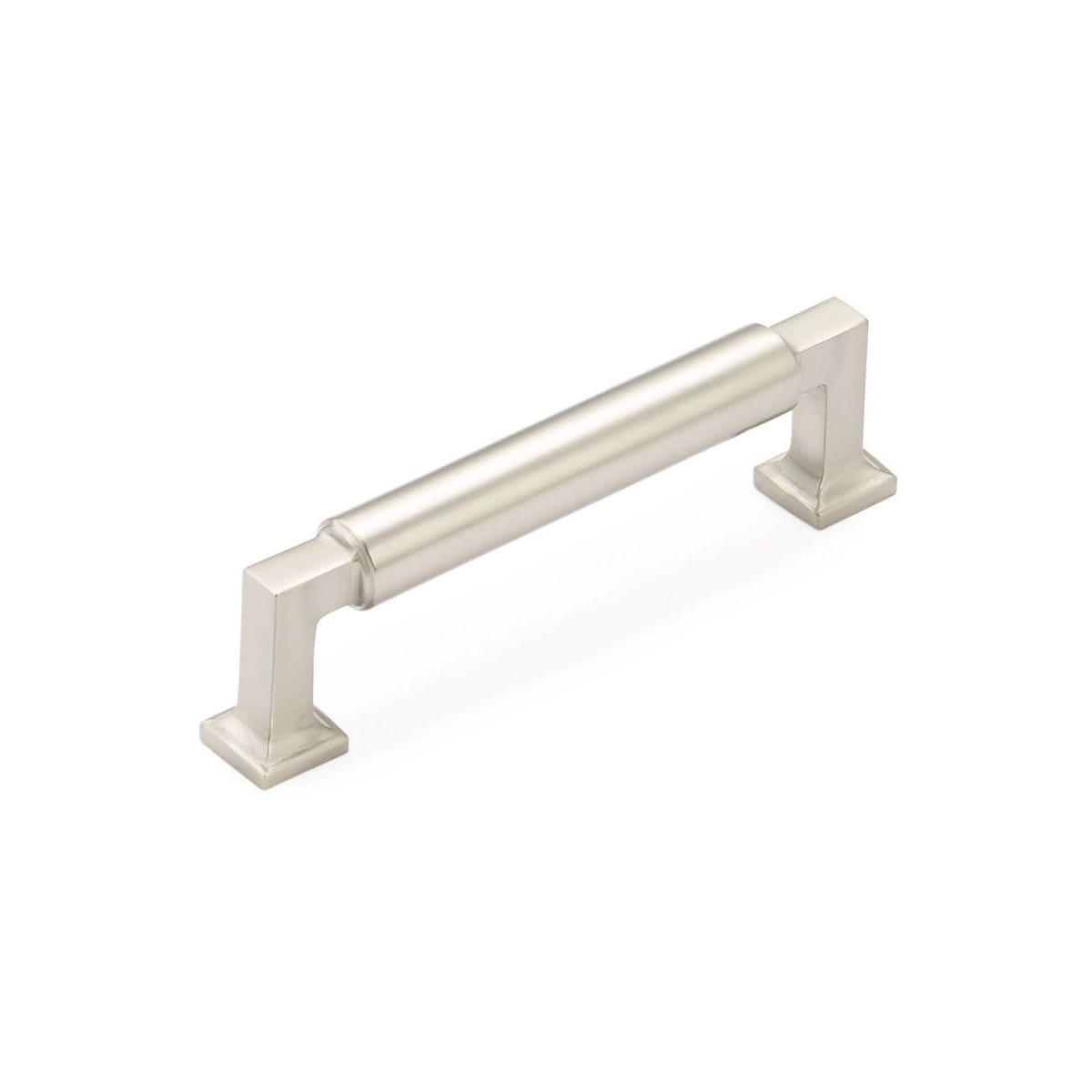 Schaub and Company - 474-15 - Haniburton 4" Center to Center Luxury Modern Solid Brass Barrel Cabinet Handle / Drawer Pull in Satin Nickel