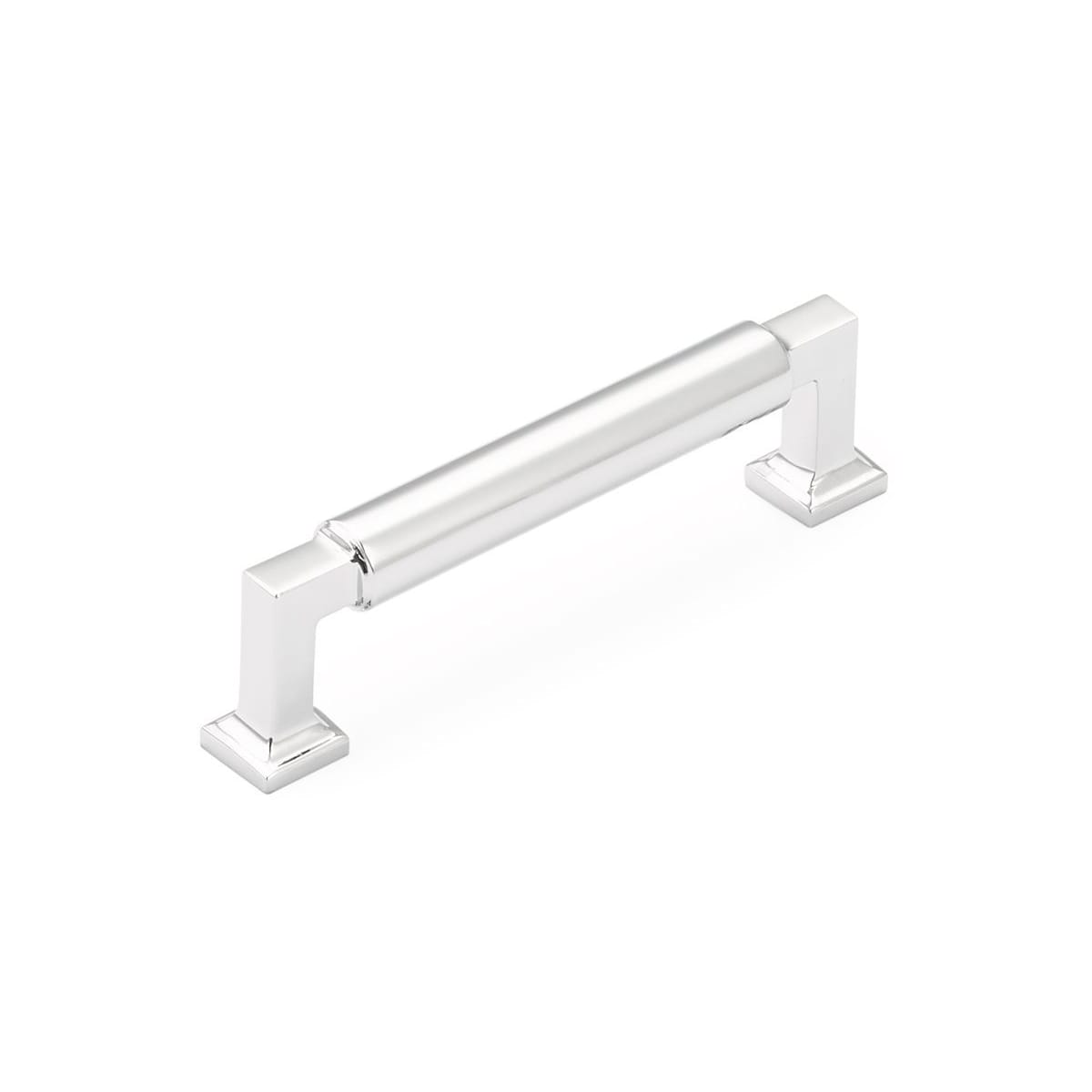 Schaub and Company - 474-26 - Haniburton 4" Center to Center Luxury Modern Solid Brass Barrel Cabinet Handle / Drawer Pull in Polished Chrome