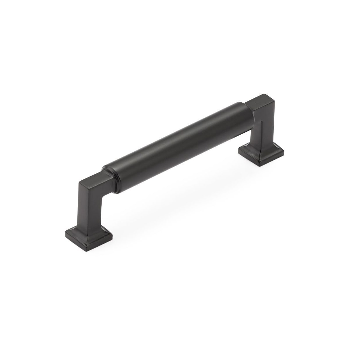 Schaub and Company - 474-MB - Haniburton 4" Center to Center Luxury Modern Solid Brass Barrel Cabinet Handle / Drawer Pull in Matte Black