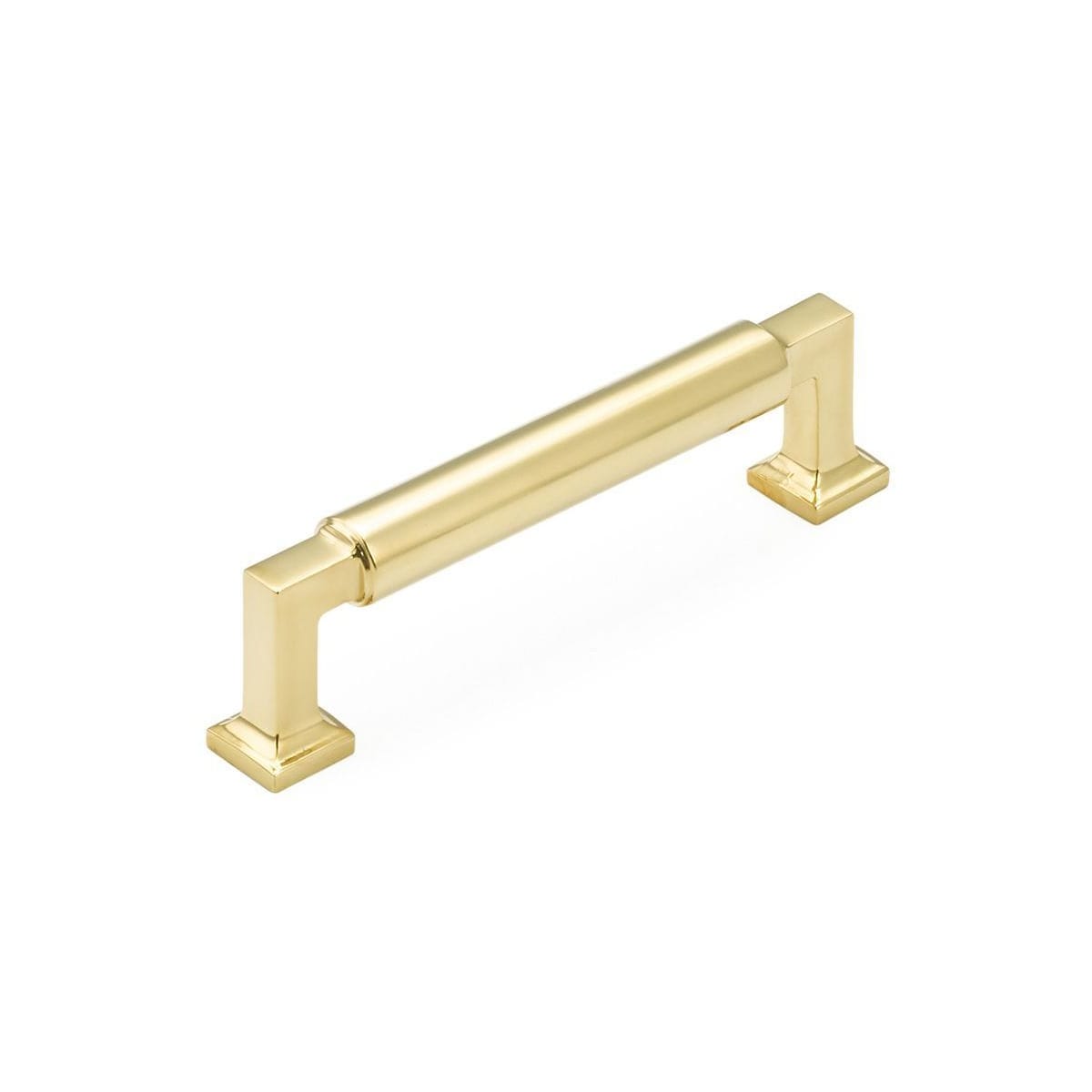 Schaub and Company - 474-UNBR - Haniburton 4" Center to Center Luxury Modern Solid Brass Barrel Cabinet Handle / Drawer Pull in Unlacquered Brass