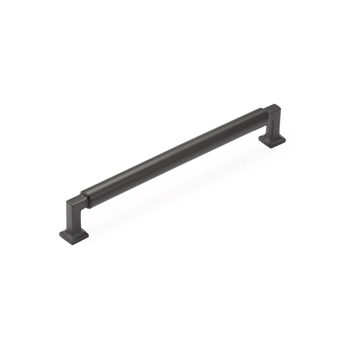 Schaub and Company - 478-MB - Haniburton 8" Center to Center Urban Modern Solid Brass Barrel Center Luxury Cabinet Handle / Drawer Pull in Matte Black