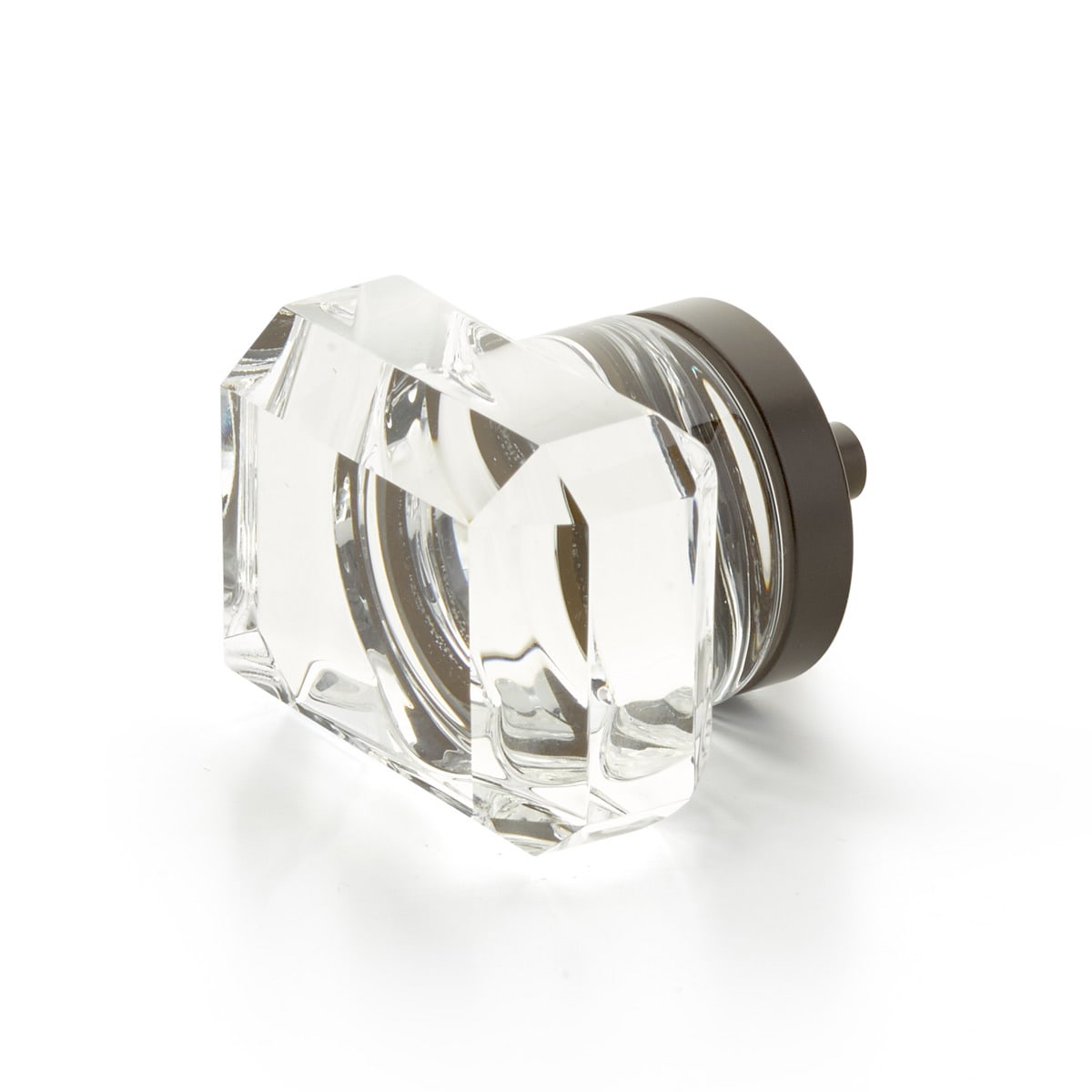City Lights 1-3/4" Designer Glam Emerald Cut Glass Luxury Cabinet / Drawer Knob with Solid Brass Base