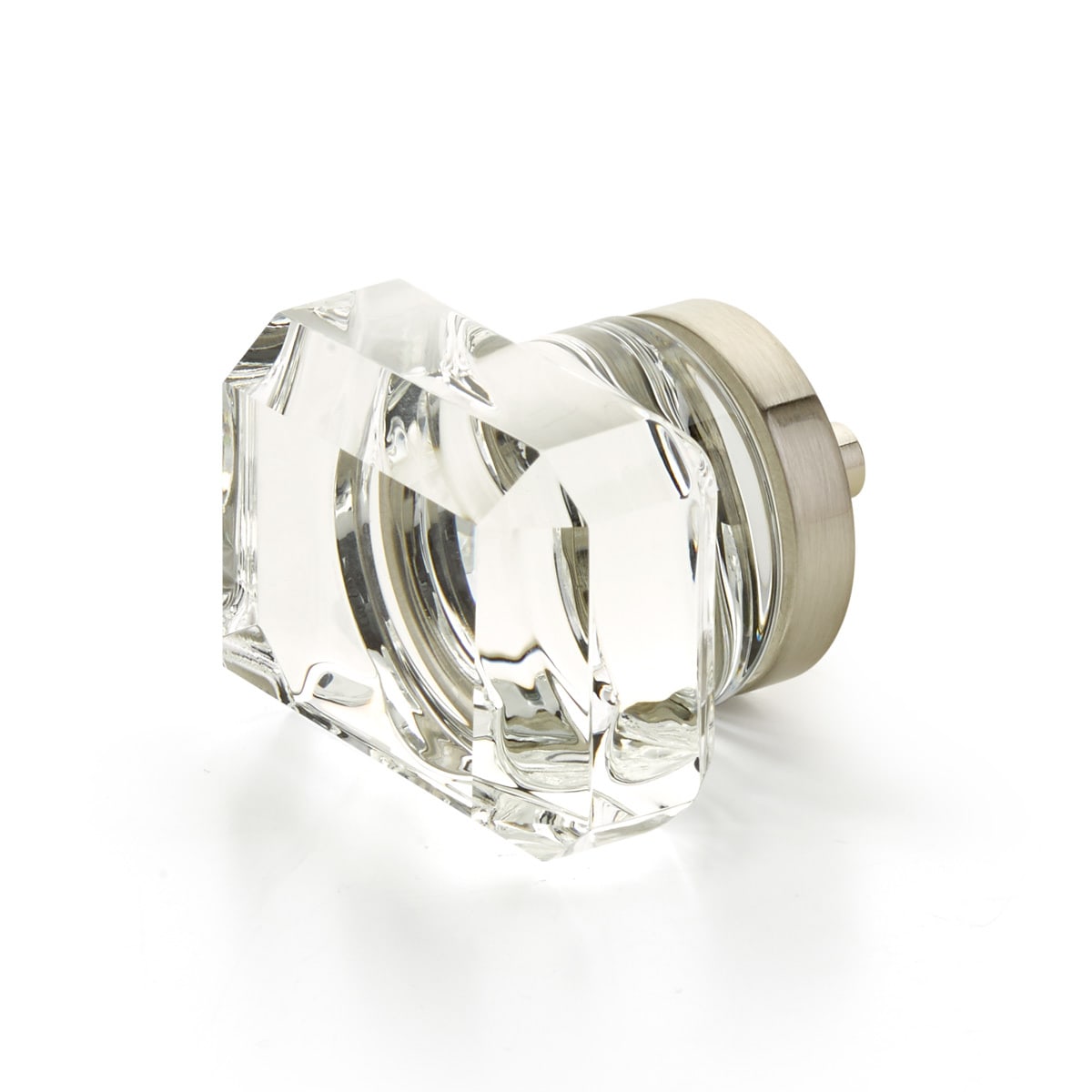 City Lights 1-3/4" Designer Glam Emerald Cut Glass Luxury Cabinet / Drawer Knob with Solid Brass Base
