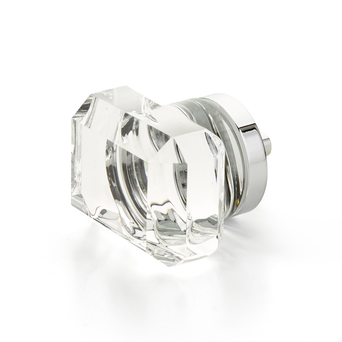 City Lights 1-3/4" Designer Glam Emerald Cut Glass Luxury Cabinet / Drawer Knob with Solid Brass Base