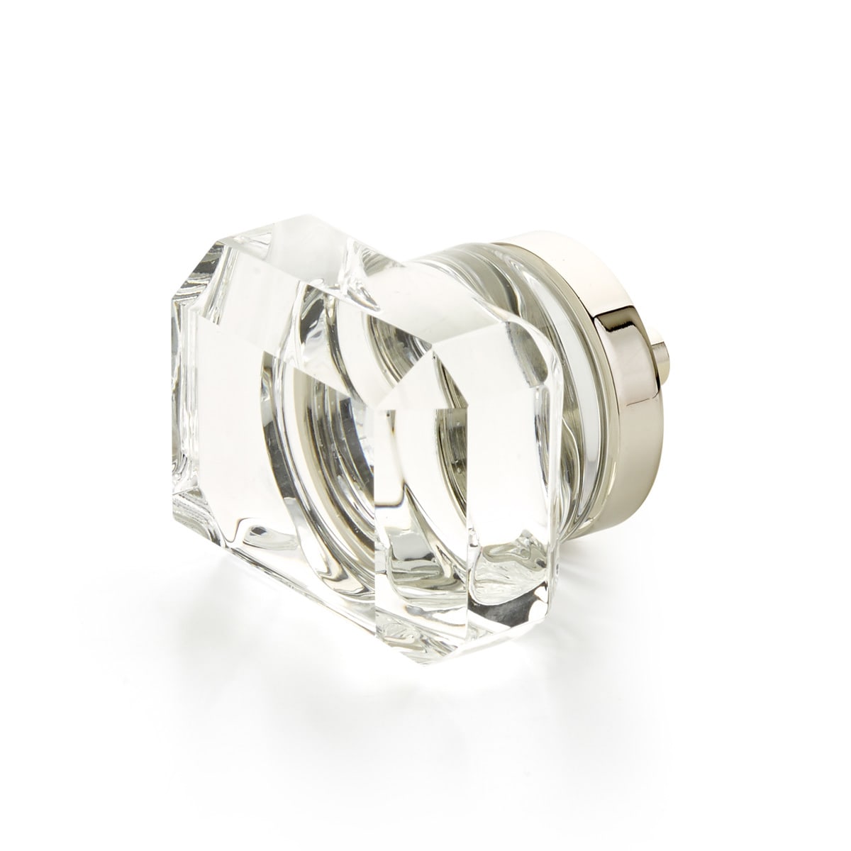 City Lights 1-3/4" Designer Glam Emerald Cut Glass Luxury Cabinet / Drawer Knob with Solid Brass Base