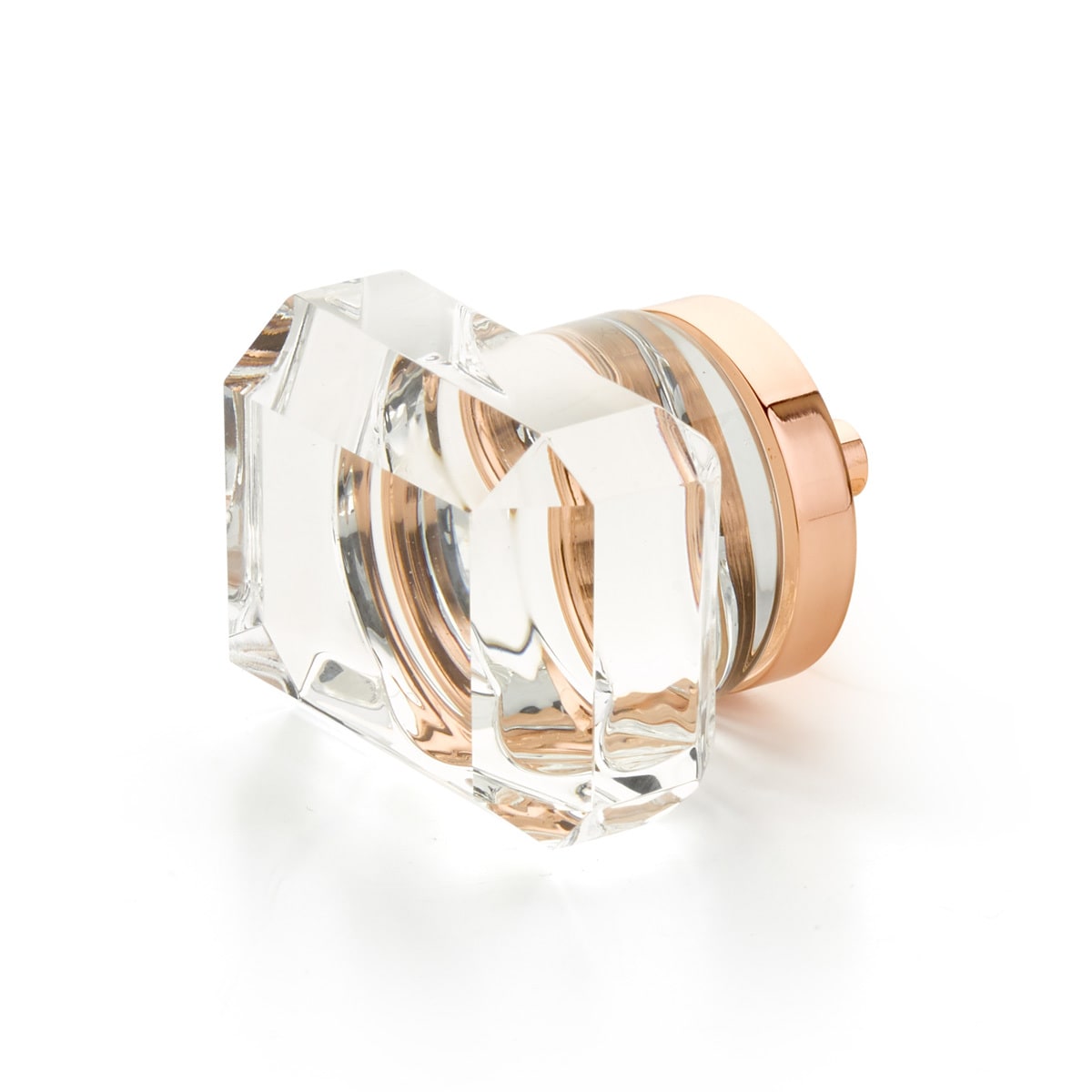 City Lights 1-3/4" Designer Glam Emerald Cut Glass Luxury Cabinet / Drawer Knob with Solid Brass Base
