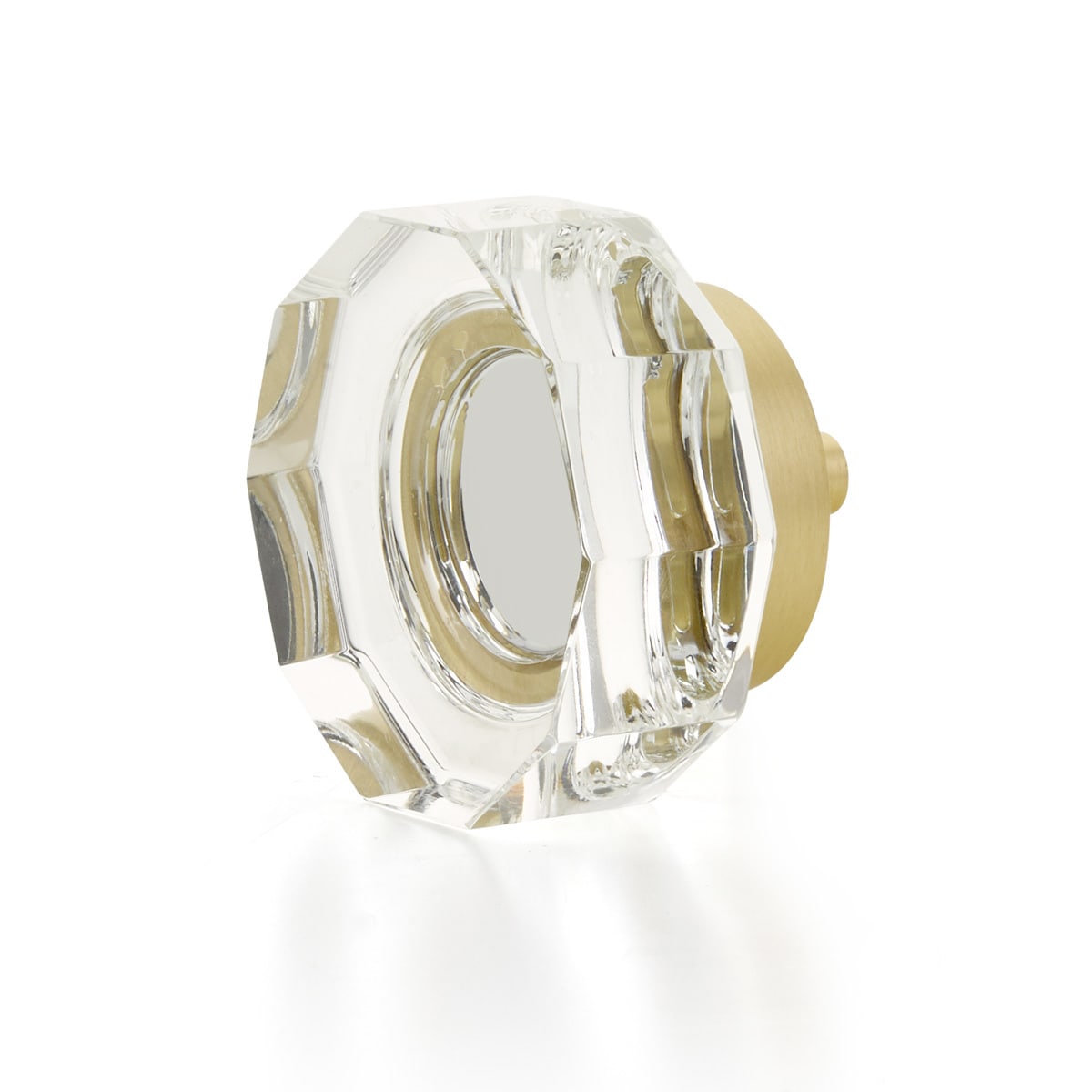 Schaub and Company - 53-SB - City Lights 1-3/4" Multi-Side Glam Luxury Faceted Glass and Solid Brass Flat Top Cabinet / Drawer Knob in Satin Brass