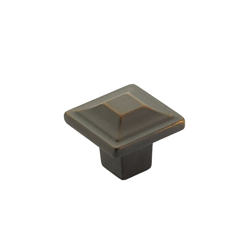 Schaub and Company - 530-ABZ-25PACK - Menlo Park Pack of (25) - 1-1/4" Stepped Square Cabinet Knobs / Drawer Knobs with Mounting Hardware in Ancient Bronze