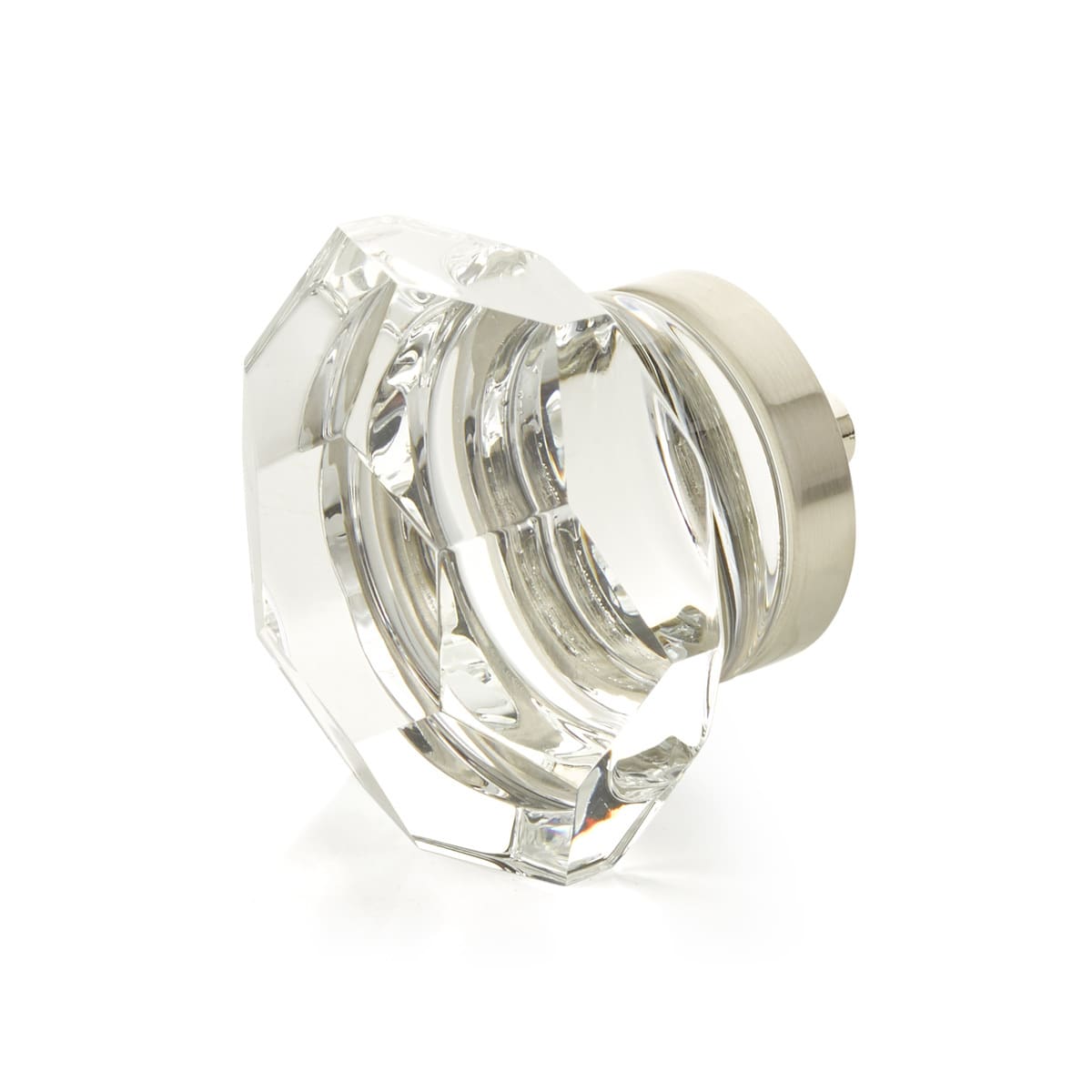 City Lights 1-3/4" Traditional Luxury Glam Faceted Glass and Solid Brass Designer Cabinet / Drawer Knob