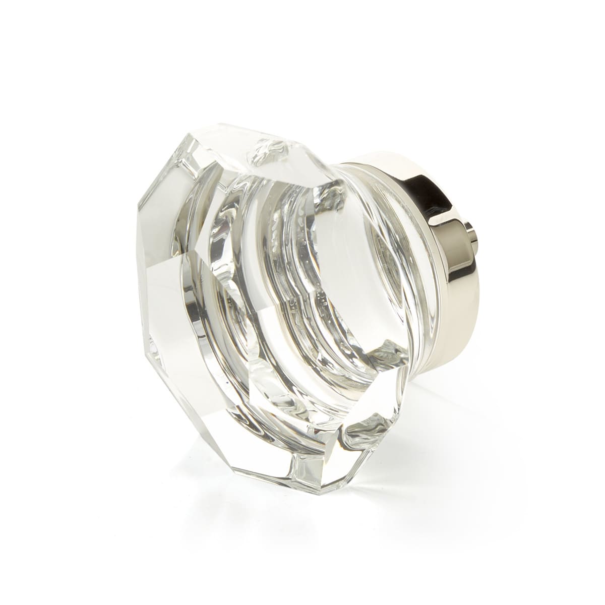 Schaub and Company - 54-PN - City Lights 1-3/4" Traditional Luxury Glam Faceted Glass and Solid Brass Designer Cabinet / Drawer Knob in Polished Nickel