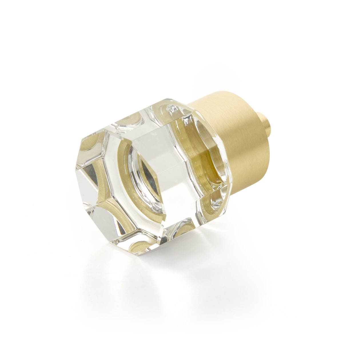 City Lights 1-1/8 " Contemporary Luxe Luxury Crystal and Solid Brass Cabinet / Drawer Knob