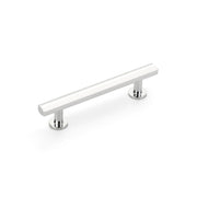 Schaub and Company - 553-26 - Heathrow 4" Center to Center Luxury Geometric Solid Brass Faceted Cabinet Bar Handle / Drawer Bar Pull with Disc Base Feet in Polished Chrome