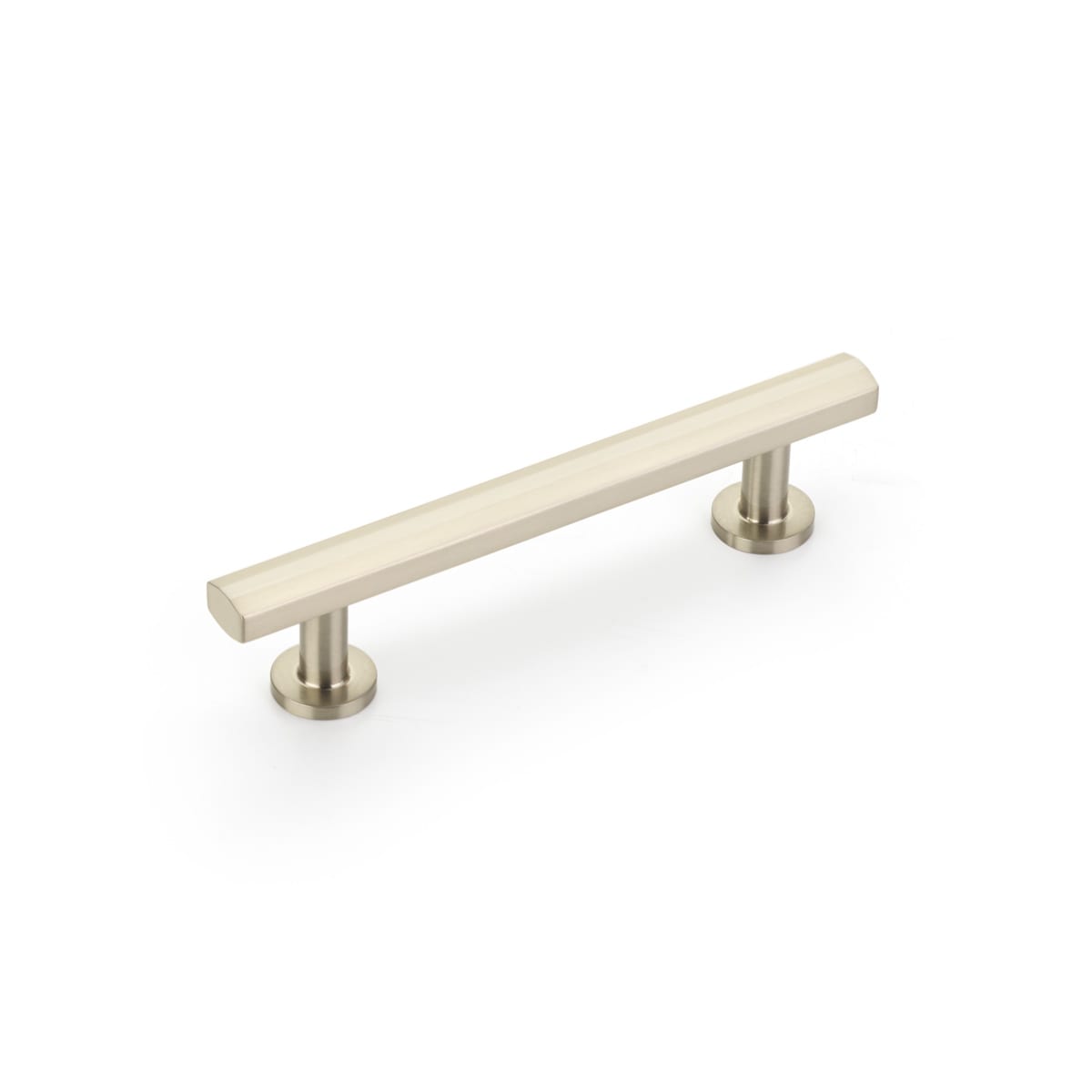Heathrow 4" Center to Center Luxury Geometric Solid Brass Faceted Cabinet Bar Handle / Drawer Bar Pull with Disc Base Feet