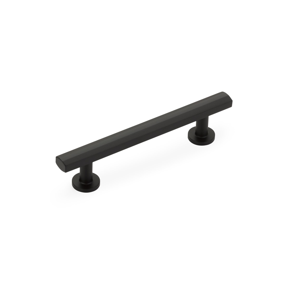 Heathrow 4" Center to Center Luxury Geometric Solid Brass Faceted Cabinet Bar Handle / Drawer Bar Pull with Disc Base Feet