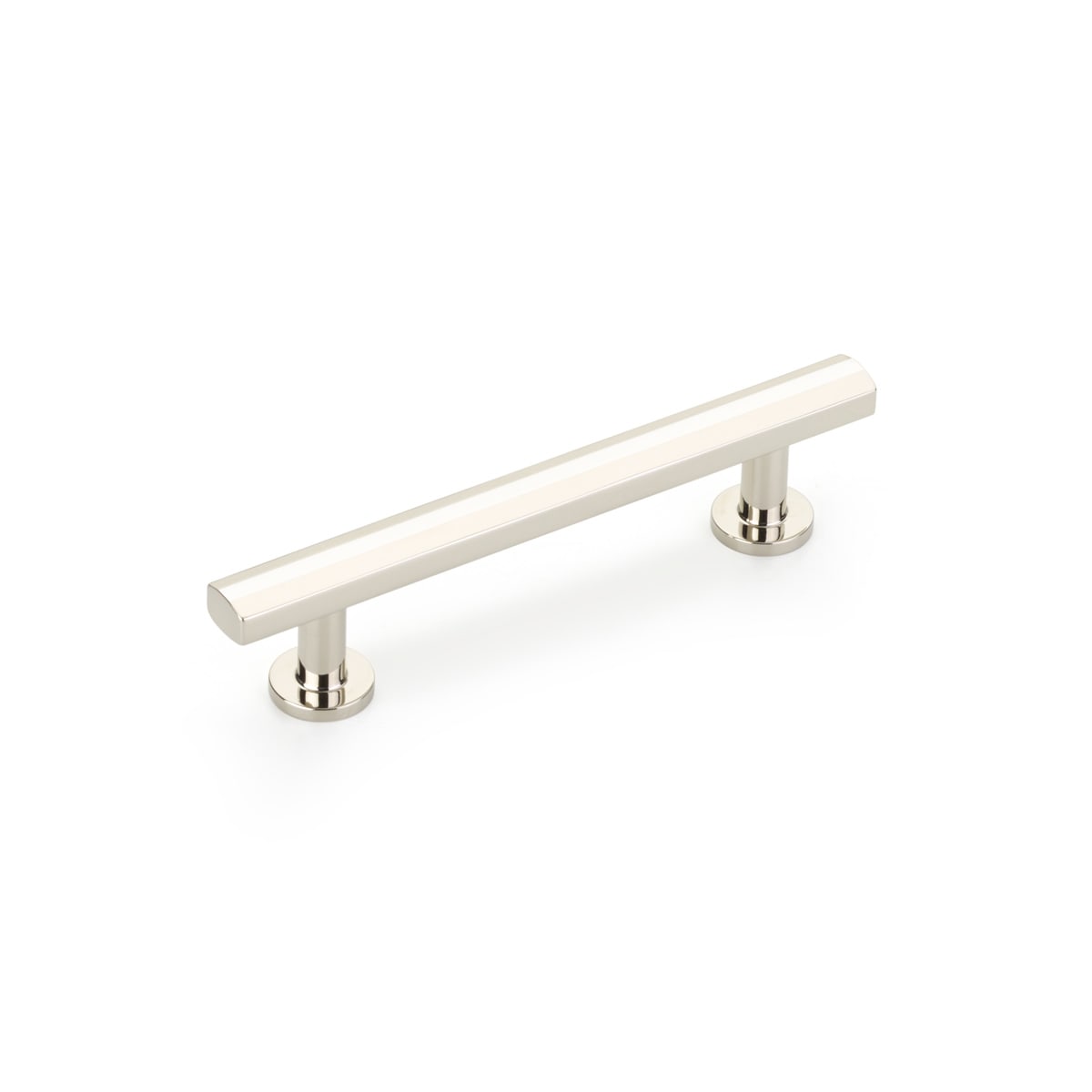 Heathrow 4" Center to Center Luxury Geometric Solid Brass Faceted Cabinet Bar Handle / Drawer Bar Pull with Disc Base Feet
