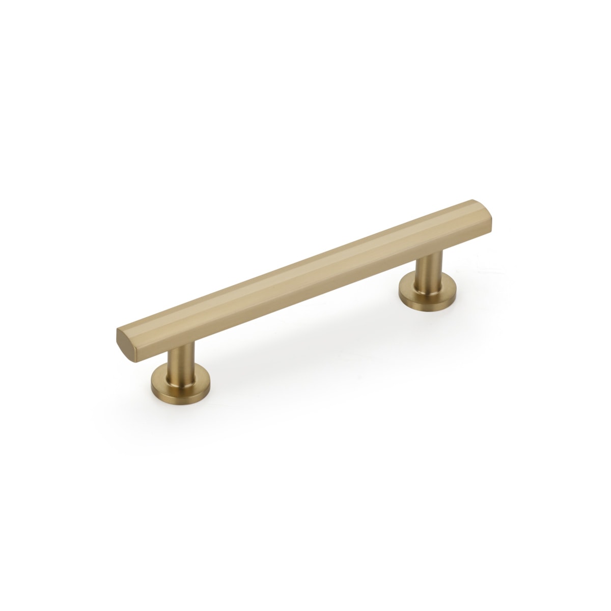 Heathrow 4" Center to Center Luxury Geometric Solid Brass Faceted Cabinet Bar Handle / Drawer Bar Pull with Disc Base Feet