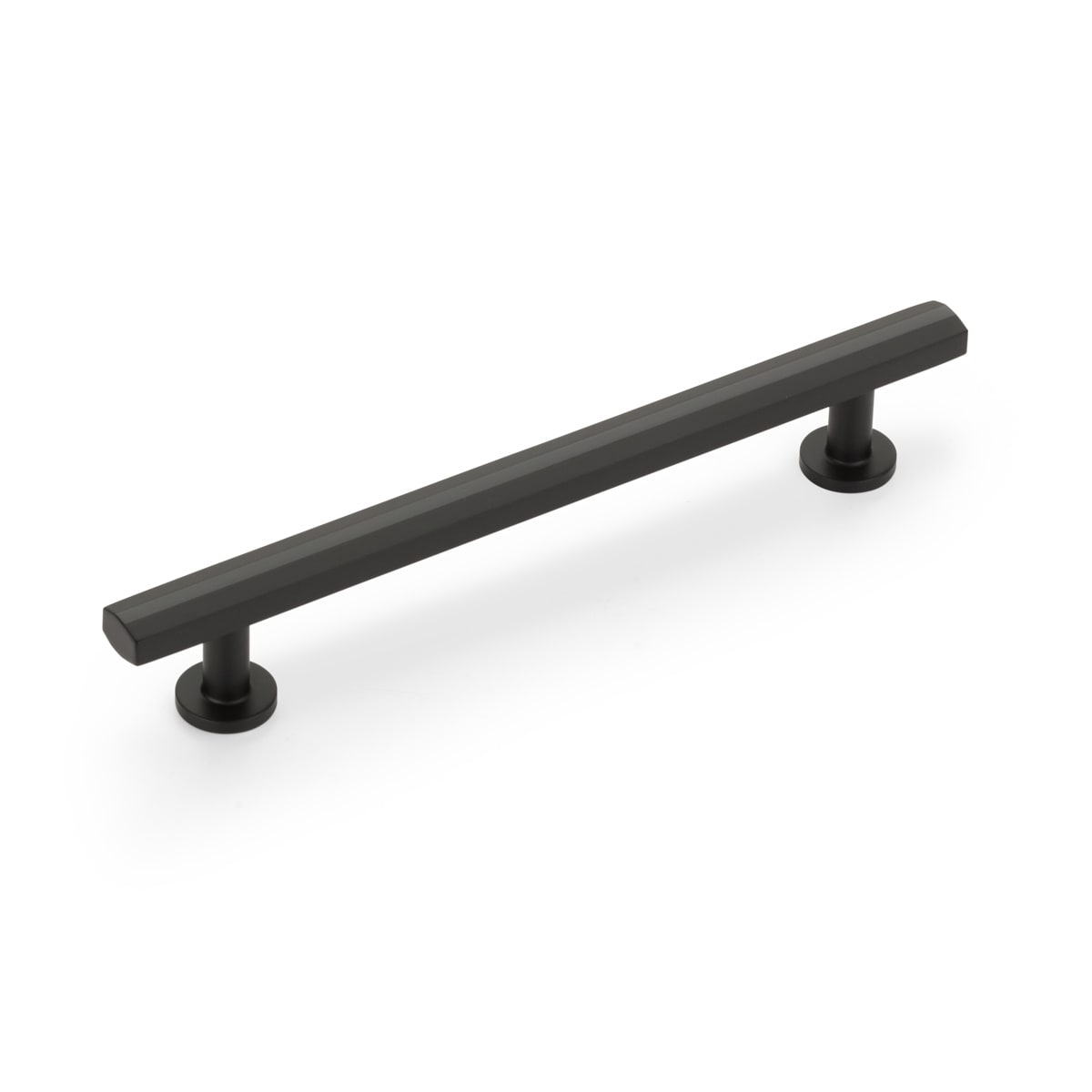 Schaub and Company - 554-MB - Heathrow 6" Center to Center Luxury Faceted Solid Brass Cabinet Bar Handle / Drawer Bar Pull in Matte Black