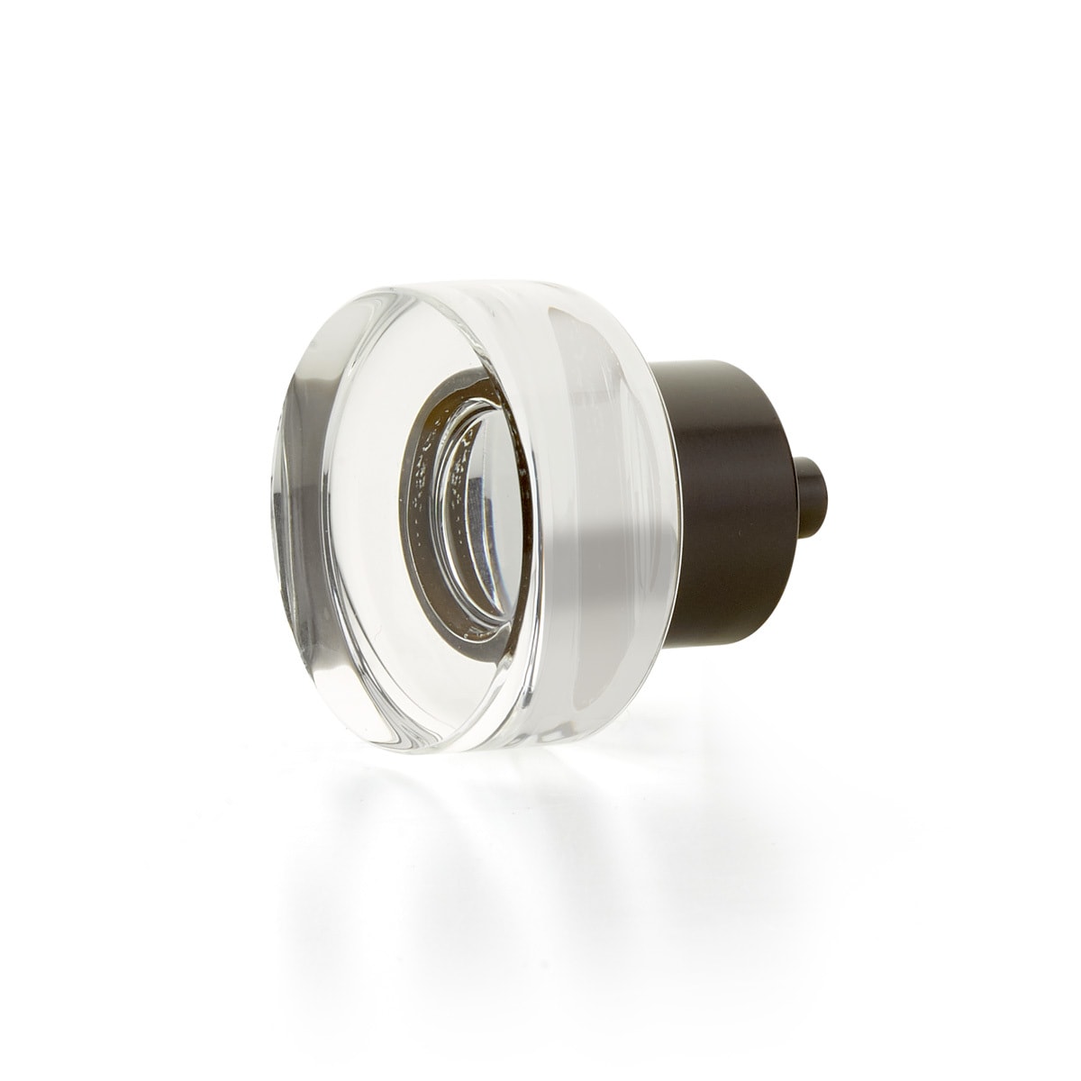 City Lights 1-3/8" Round Disc Glass and Solid Brass Luxury Cabinet / Drawer Knob