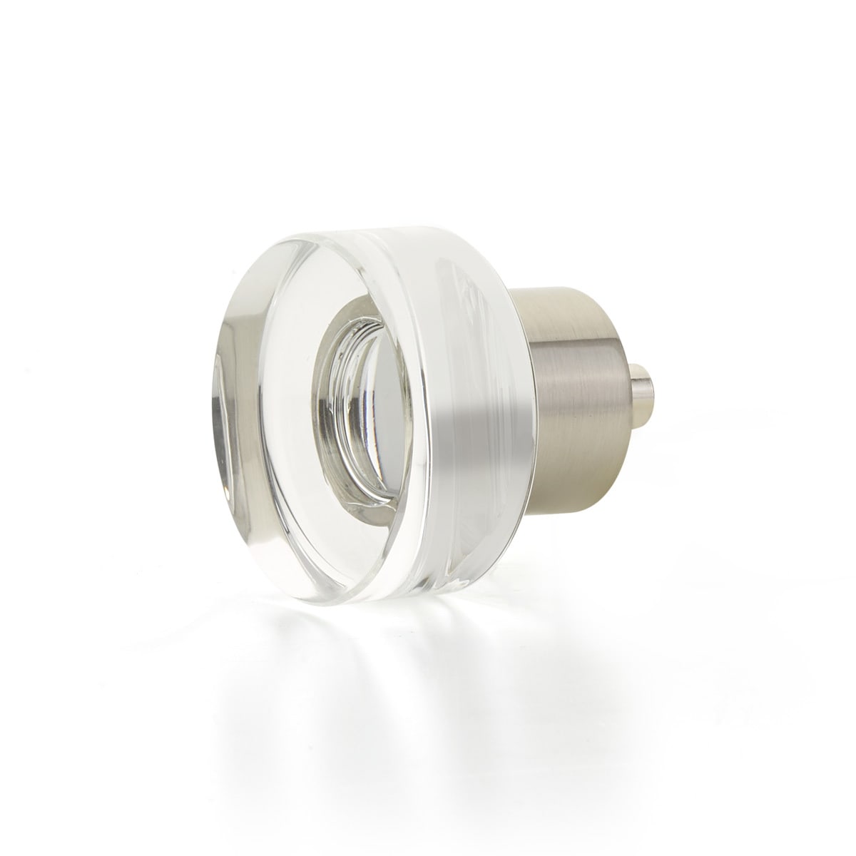 City Lights 1-3/8" Round Disc Glass and Solid Brass Luxury Cabinet / Drawer Knob