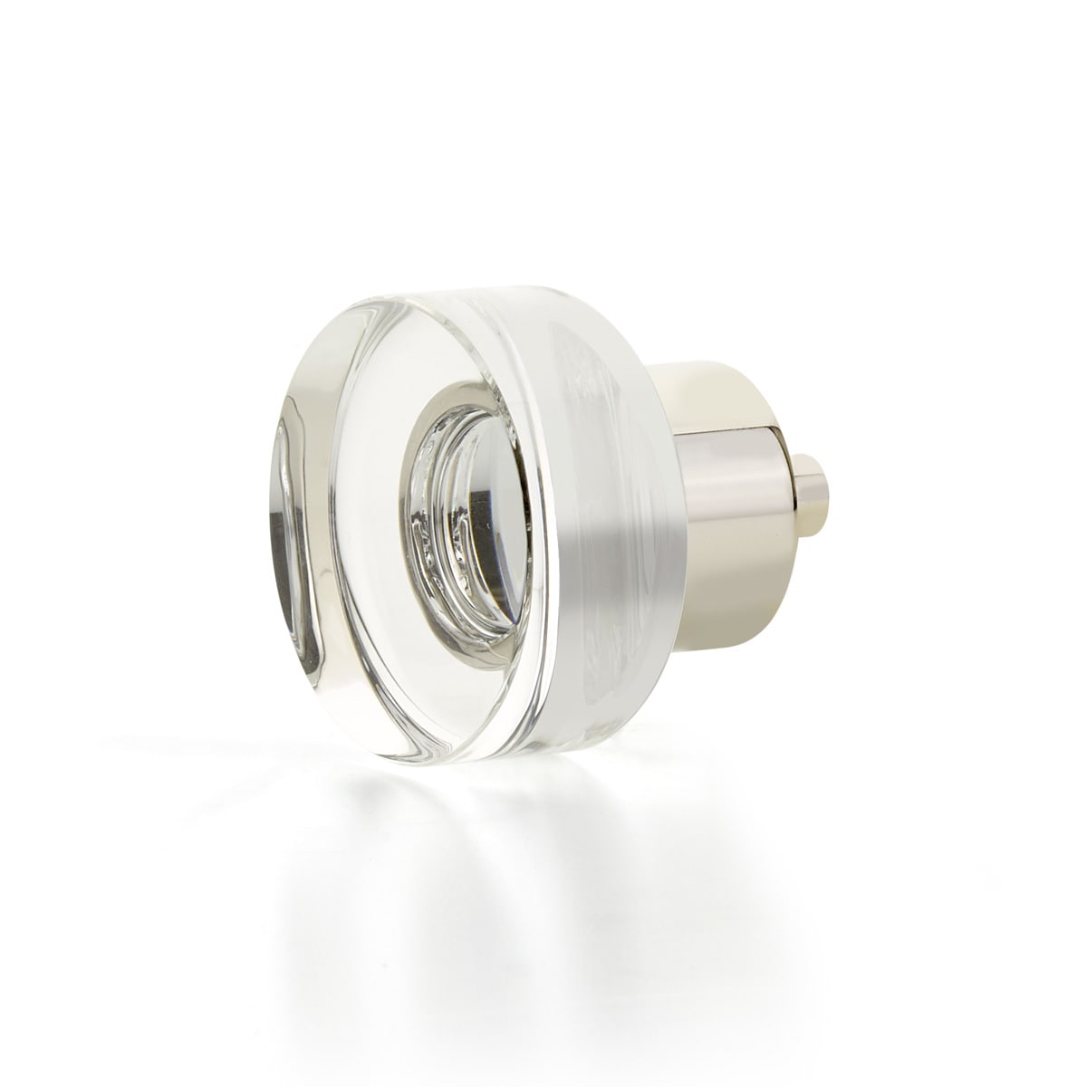 City Lights 1-3/8" Round Disc Glass and Solid Brass Luxury Cabinet / Drawer Knob