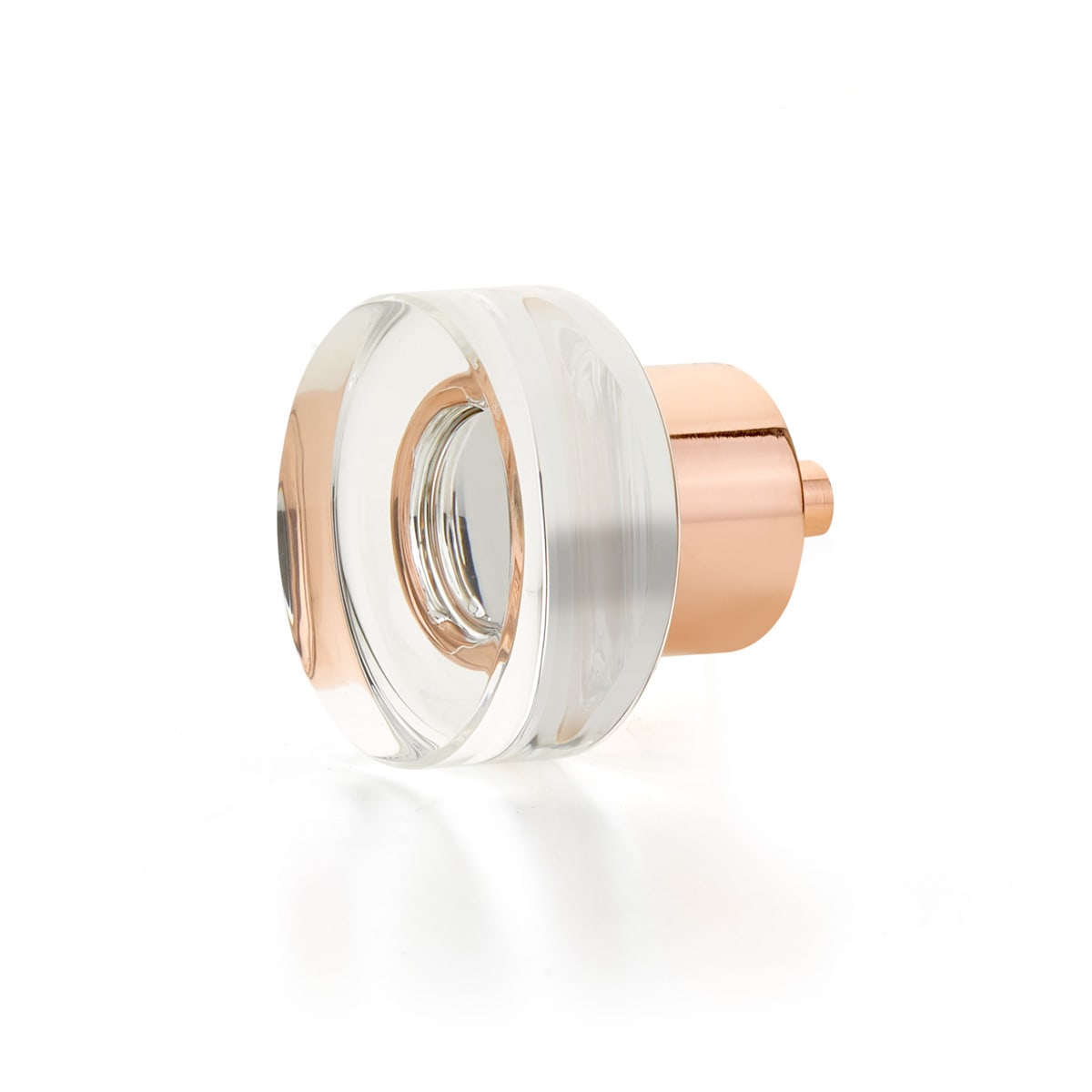 City Lights 1-3/8" Round Disc Glass and Solid Brass Luxury Cabinet / Drawer Knob