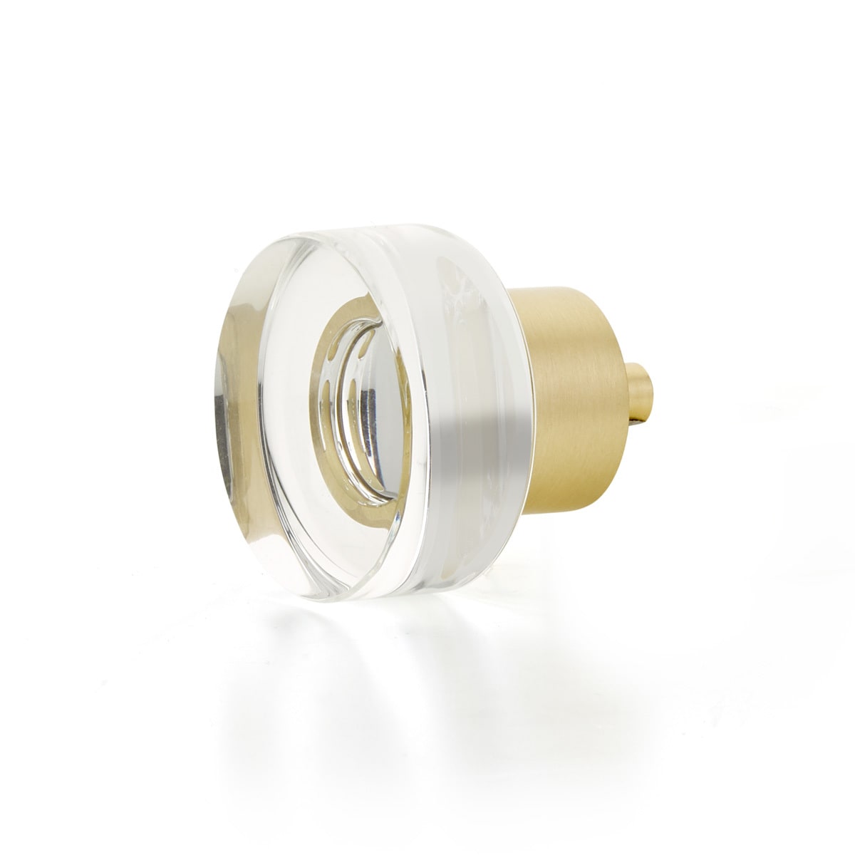 City Lights 1-3/8" Round Disc Glass and Solid Brass Luxury Cabinet / Drawer Knob