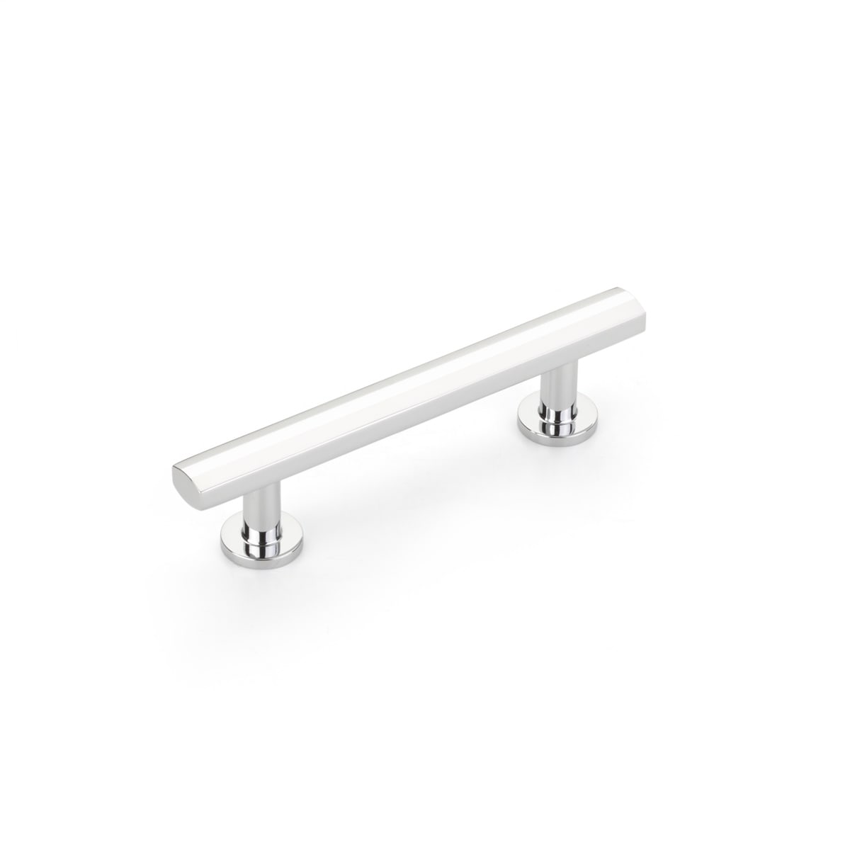Heathrow 3-1/2" Center to Center Luxury Faceted Solid Brass Cabinet Bar Handle / Drawer Bar Pull with Disc Feet Bases