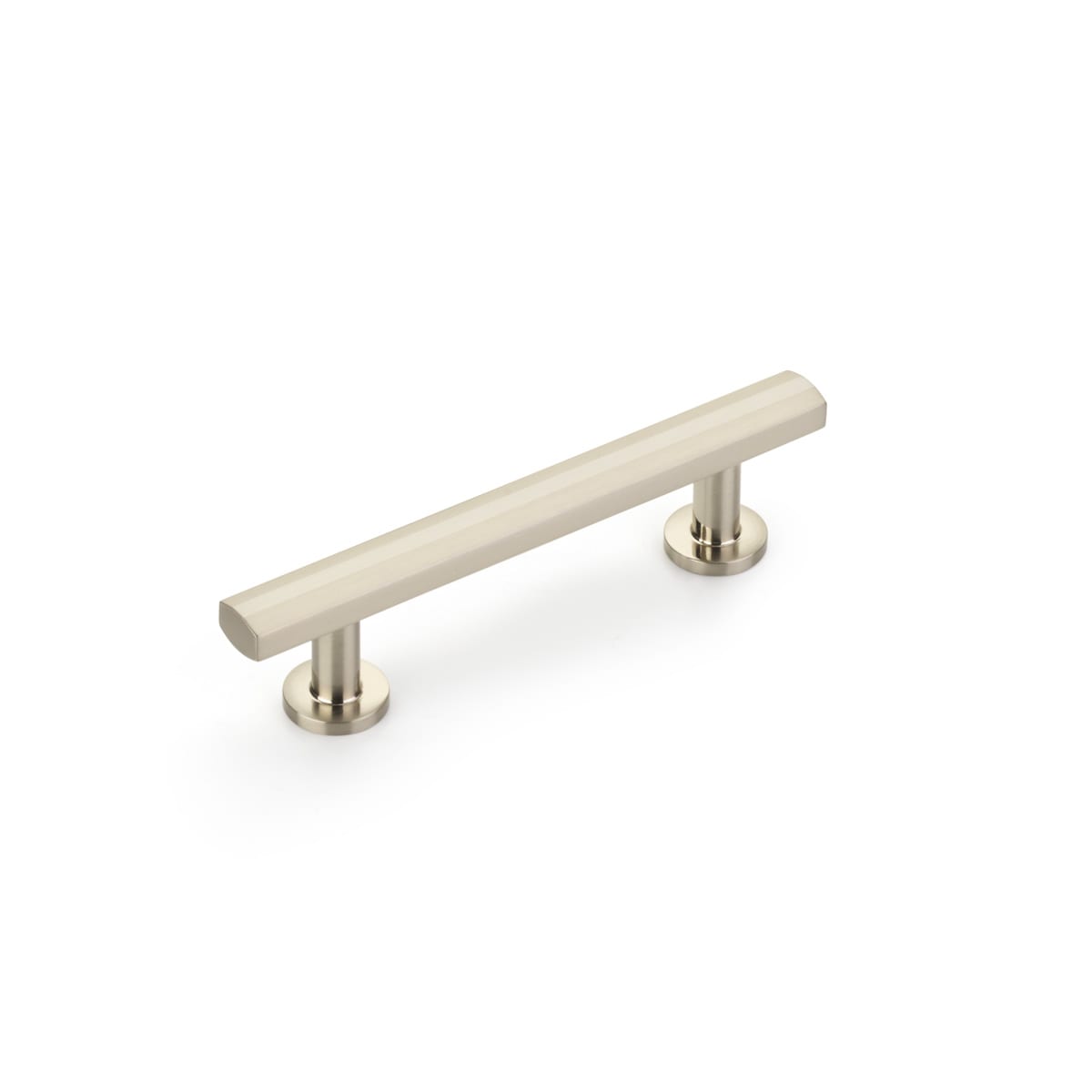 Heathrow 3-1/2" Center to Center Luxury Faceted Solid Brass Cabinet Bar Handle / Drawer Bar Pull with Disc Feet Bases