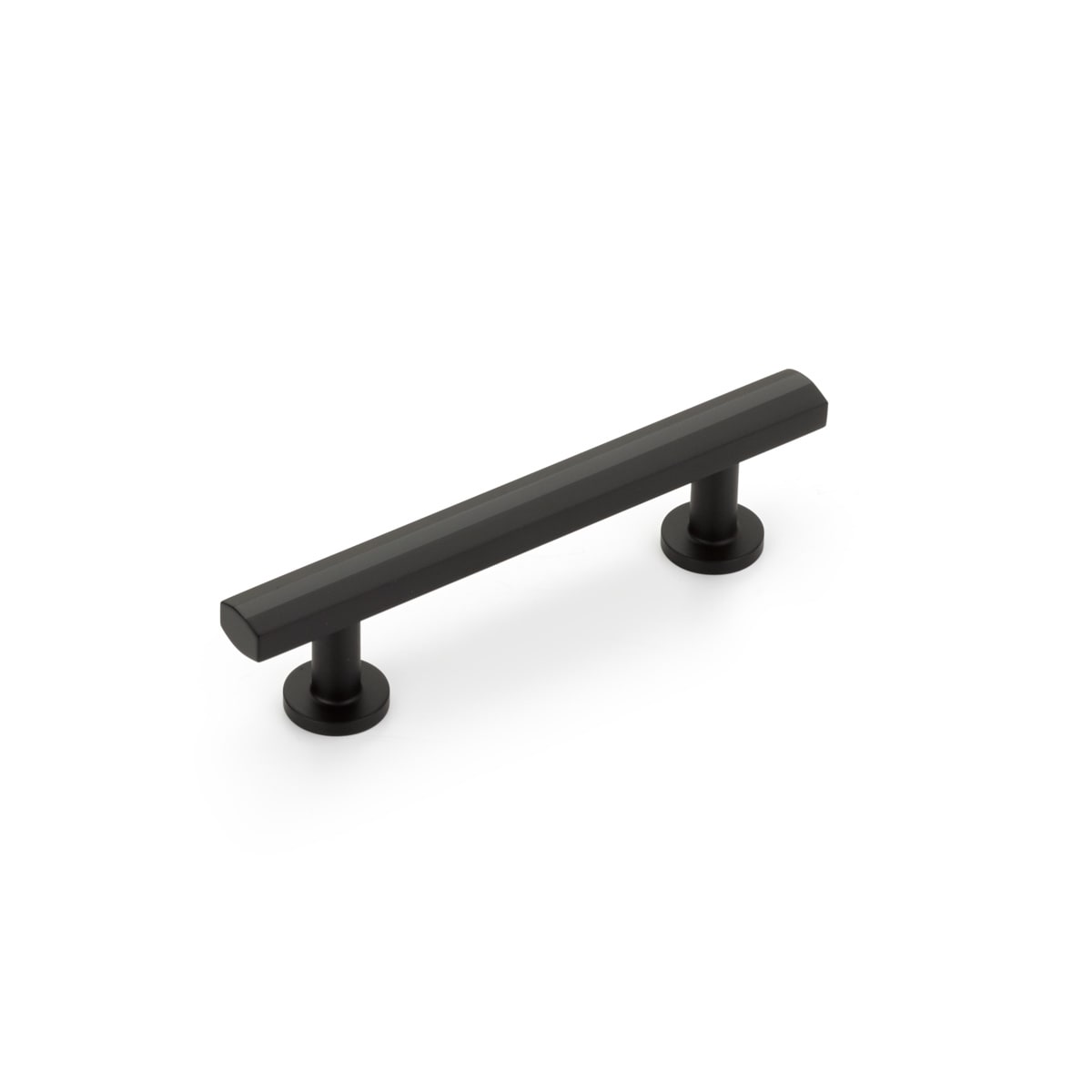 Heathrow 3-1/2" Center to Center Luxury Faceted Solid Brass Cabinet Bar Handle / Drawer Bar Pull with Disc Feet Bases