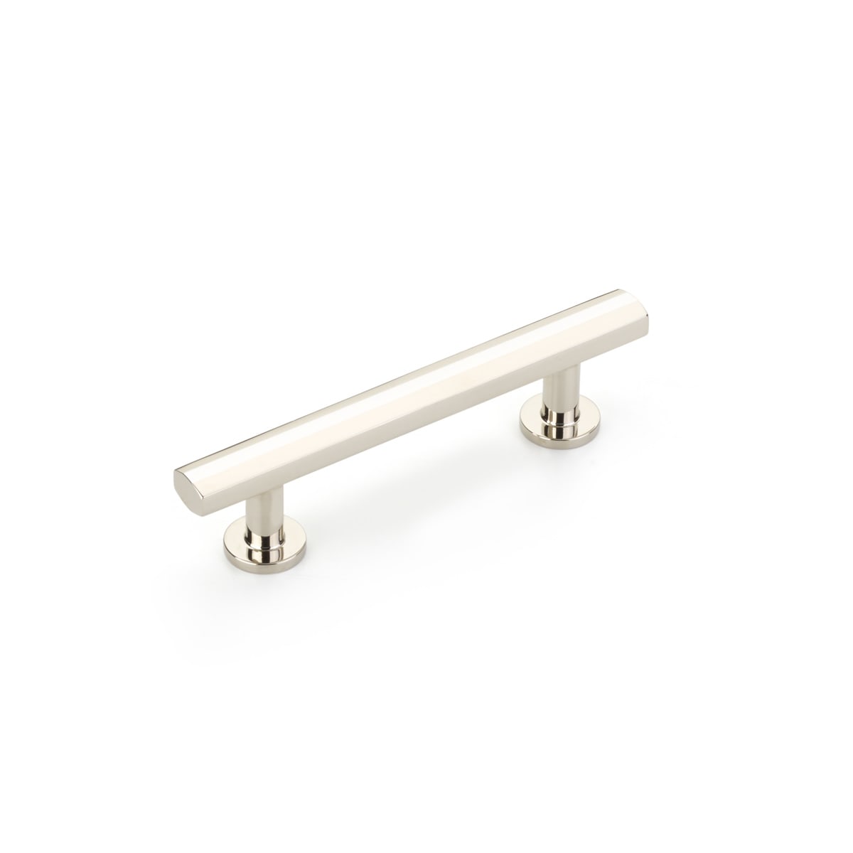 Heathrow 3-1/2" Center to Center Luxury Faceted Solid Brass Cabinet Bar Handle / Drawer Bar Pull with Disc Feet Bases