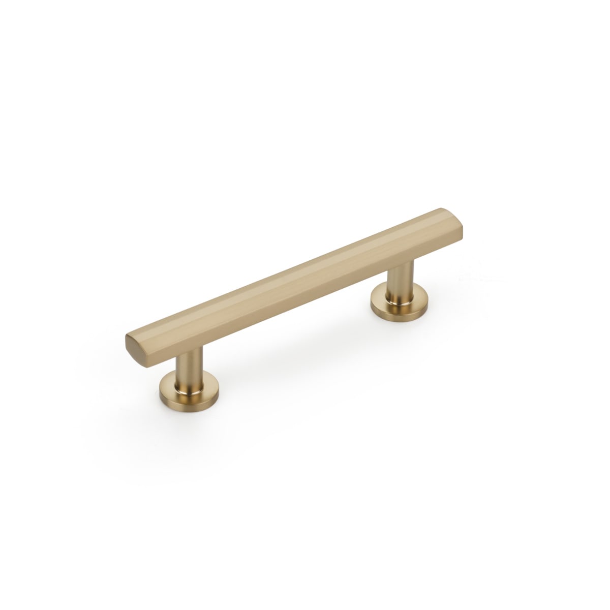 Heathrow 3-1/2" Center to Center Luxury Faceted Solid Brass Cabinet Bar Handle / Drawer Bar Pull with Disc Feet Bases
