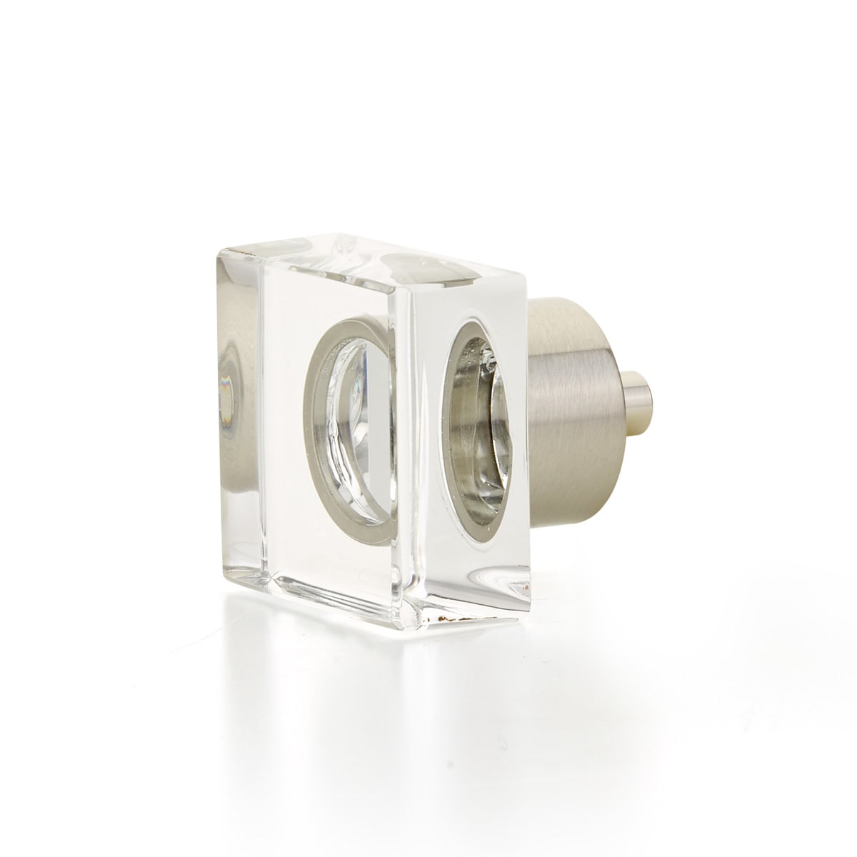 City Lights 1-1/4" Modern Square Luxury Solid Brass and Glass Cabinet / Drawer Knob