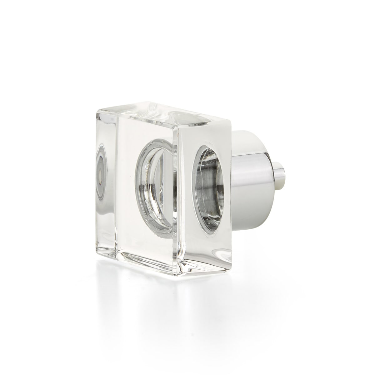 Schaub and Company - 57-26 - City Lights 1-1/4" Modern Square Luxury Solid Brass and Glass Cabinet / Drawer Knob in Polished Chrome