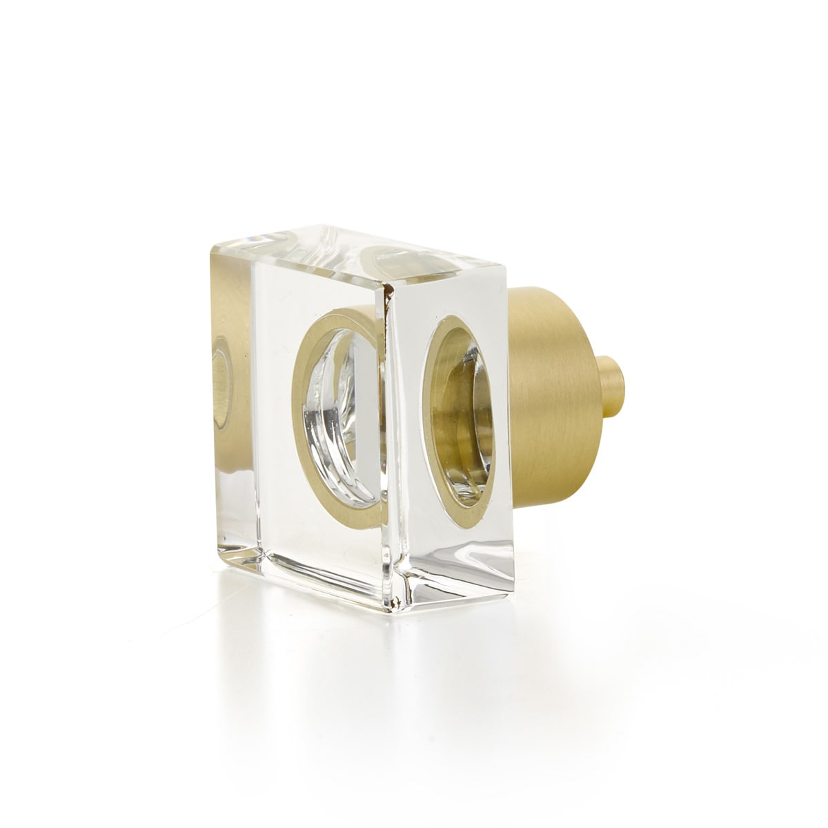 City Lights 1-1/4" Modern Square Luxury Solid Brass and Glass Cabinet / Drawer Knob