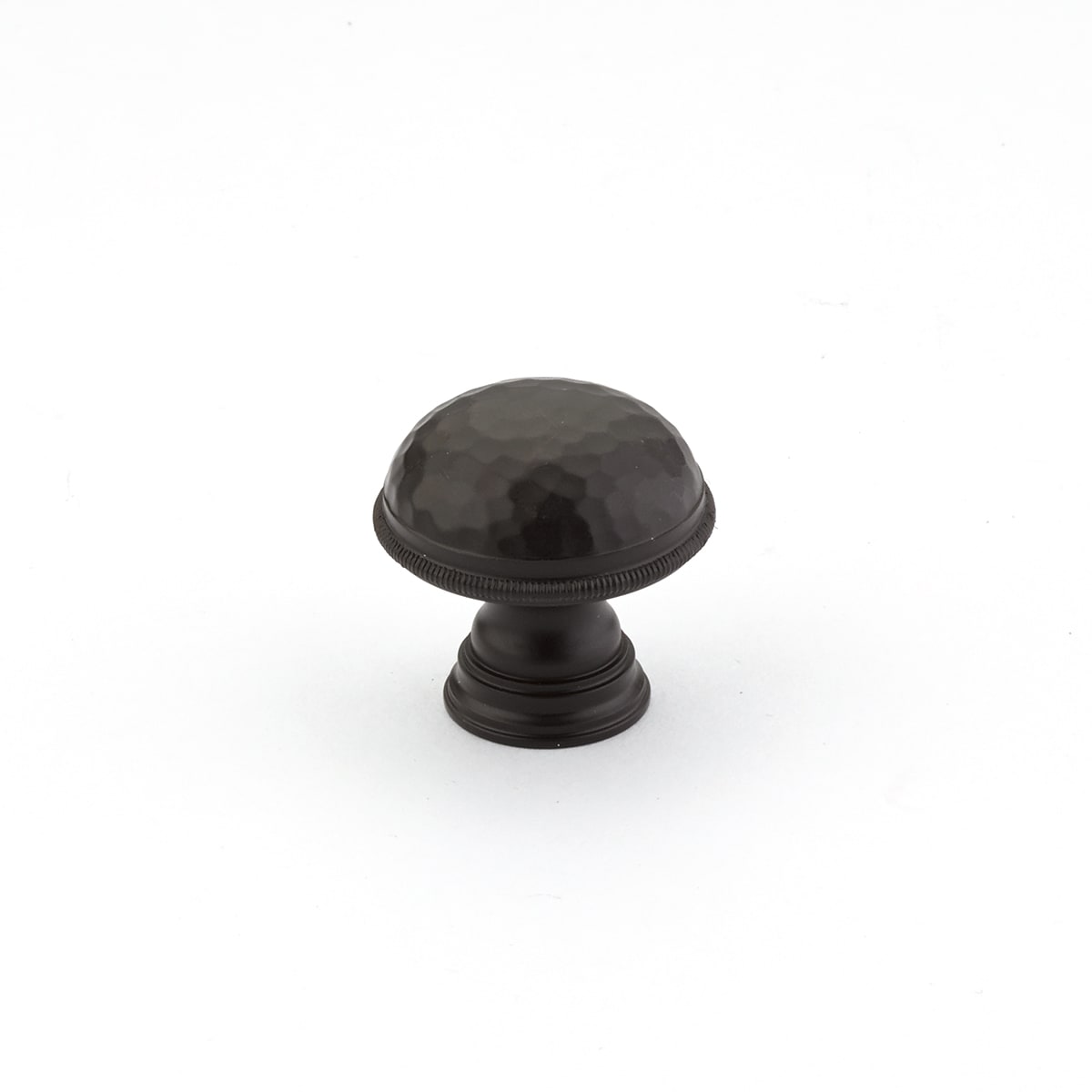 Atherton 1-1/4" Solid Brass Hammered Texture Round Cabinet Knob with Knurled Rim