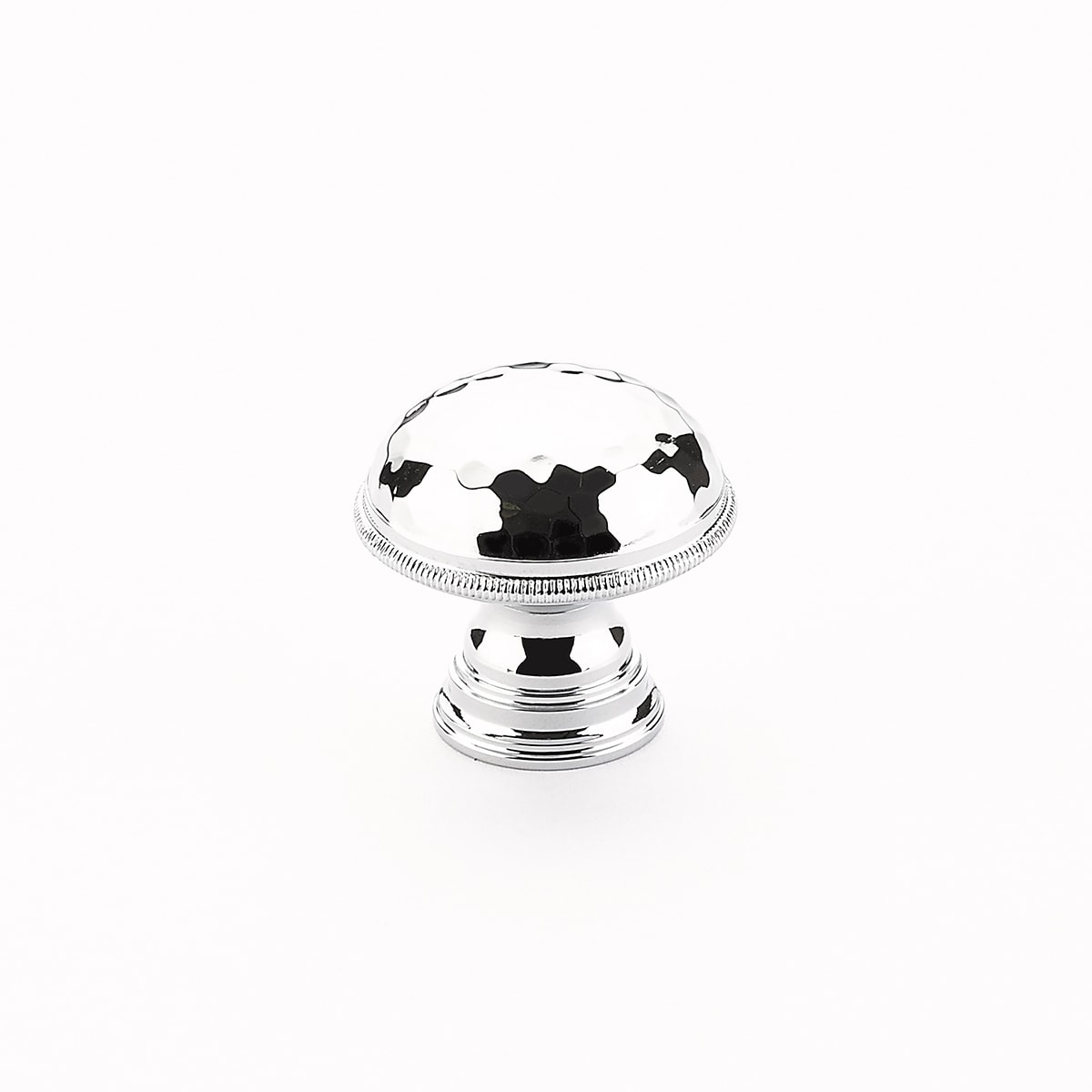 Atherton 1-1/4" Solid Brass Hammered Texture Round Cabinet Knob with Knurled Rim