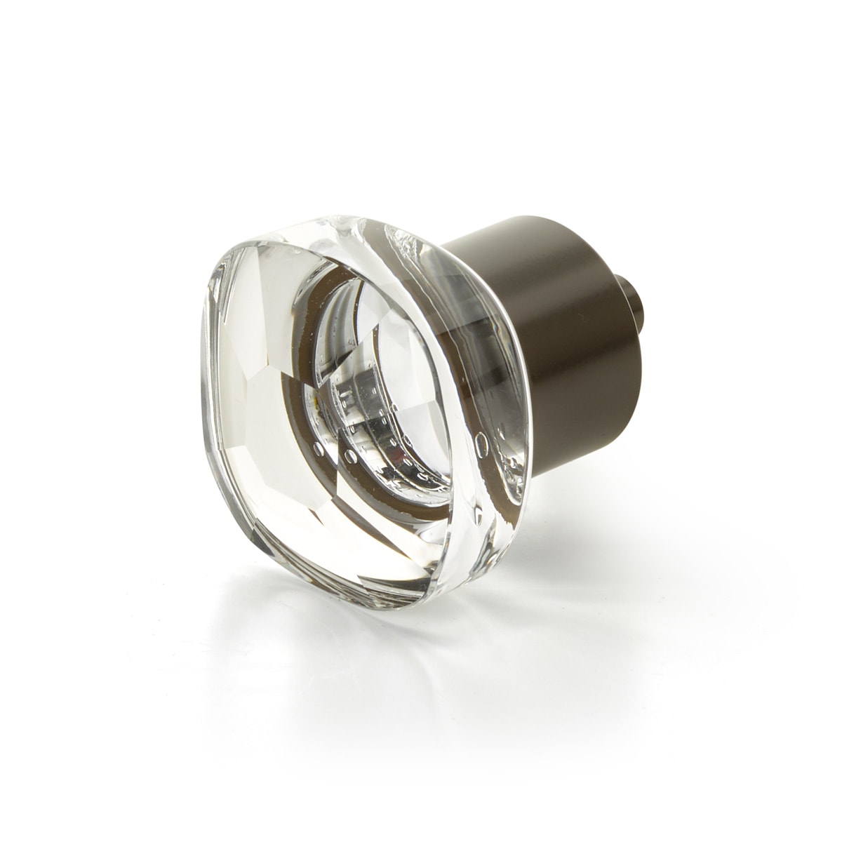 Schaub and Company - 61-10B - City Lights 1-1/4" Soft Edge Square Luxury Solid Brass and Glass Cabinet / Drawer Knob in Oil Rubbed Bronze