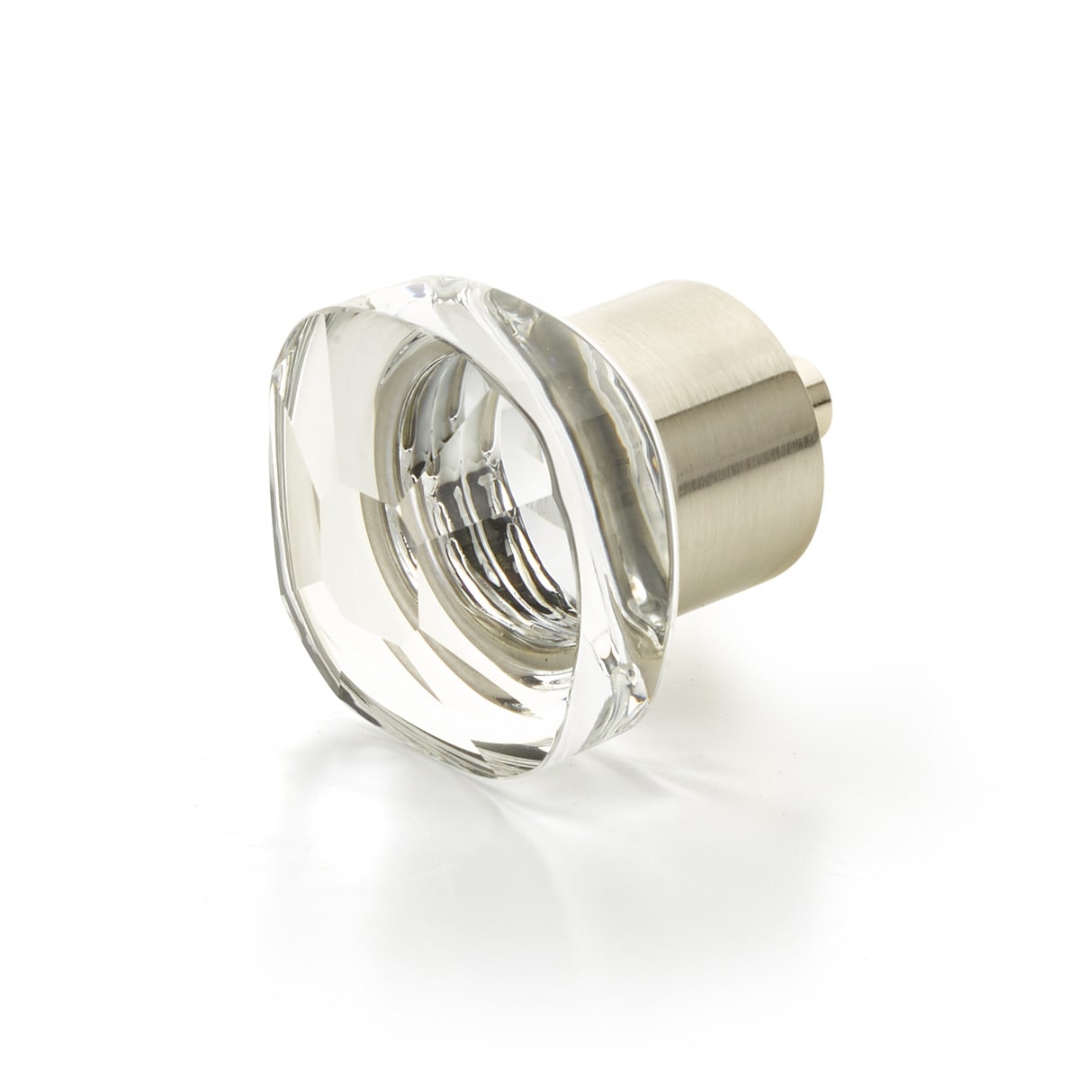 City Lights 1-1/4" Soft Edge Square Luxury Solid Brass and Glass Cabinet / Drawer Knob