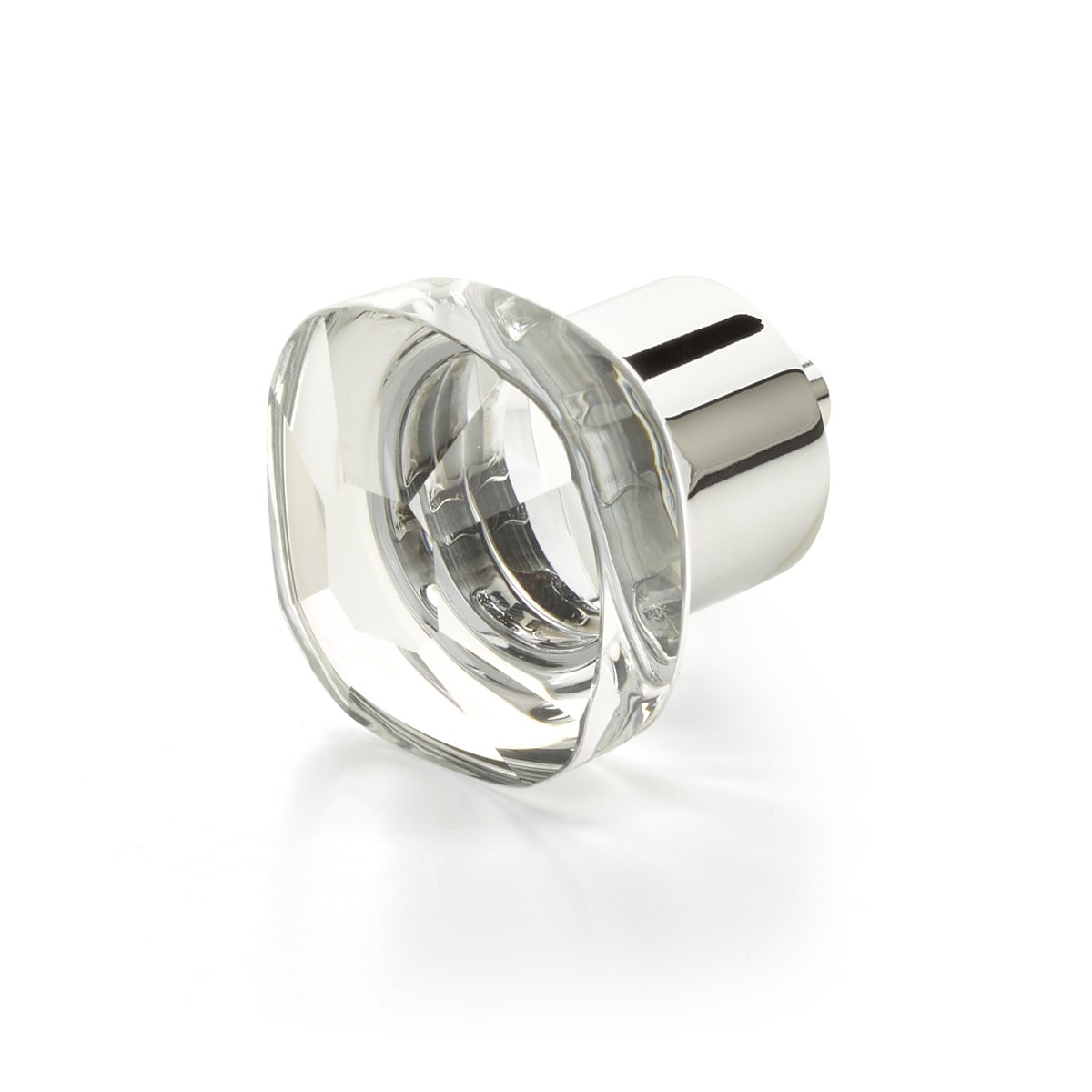 City Lights 1-1/4" Soft Edge Square Luxury Solid Brass and Glass Cabinet / Drawer Knob
