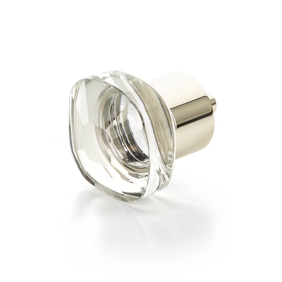 City Lights 1-1/4" Soft Edge Square Luxury Solid Brass and Glass Cabinet / Drawer Knob