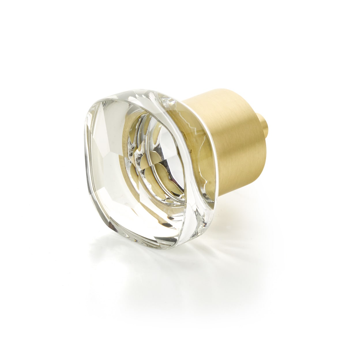 City Lights 1-1/4" Soft Edge Square Luxury Solid Brass and Glass Cabinet / Drawer Knob