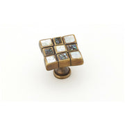 Avalon Bay 1-3/8" Mosaic Square Designer Solid Brass Cabinet Knob with Mother of Pearl Inlays