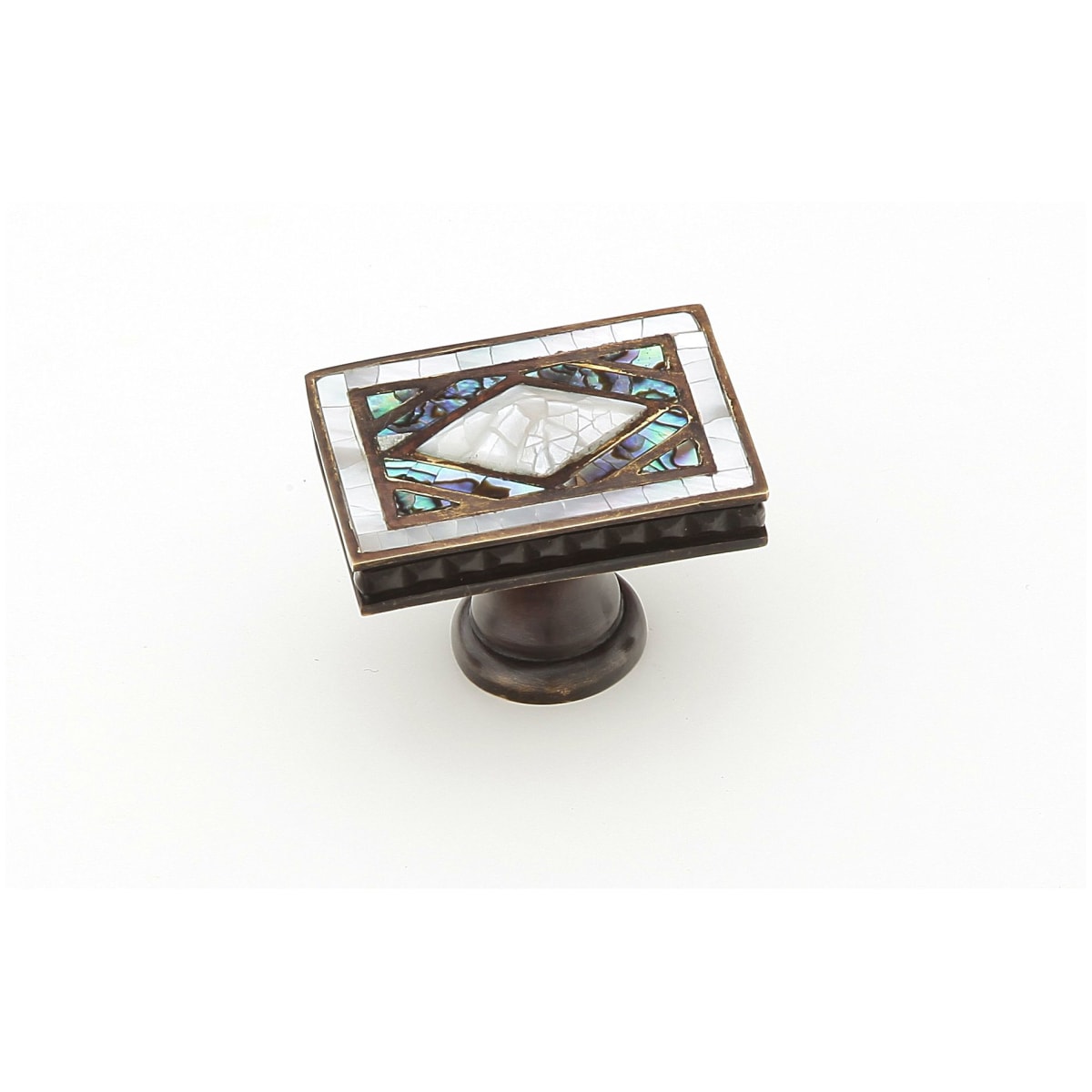 Avalon Bay 1-7/8" Rectangular Designer Mosaic Cabinet Knob with Mother Of Pearl Inlay