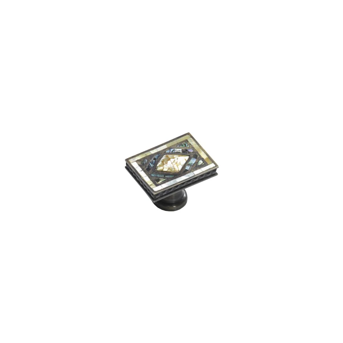 Schaub and Company - 659-YP-AD - Avalon Bay 1-7/8" Rectangular Designer Mosaic Cabinet Knob with Mother Of Pearl Inlay in Yellow Mother of Pearl / Aged Dover