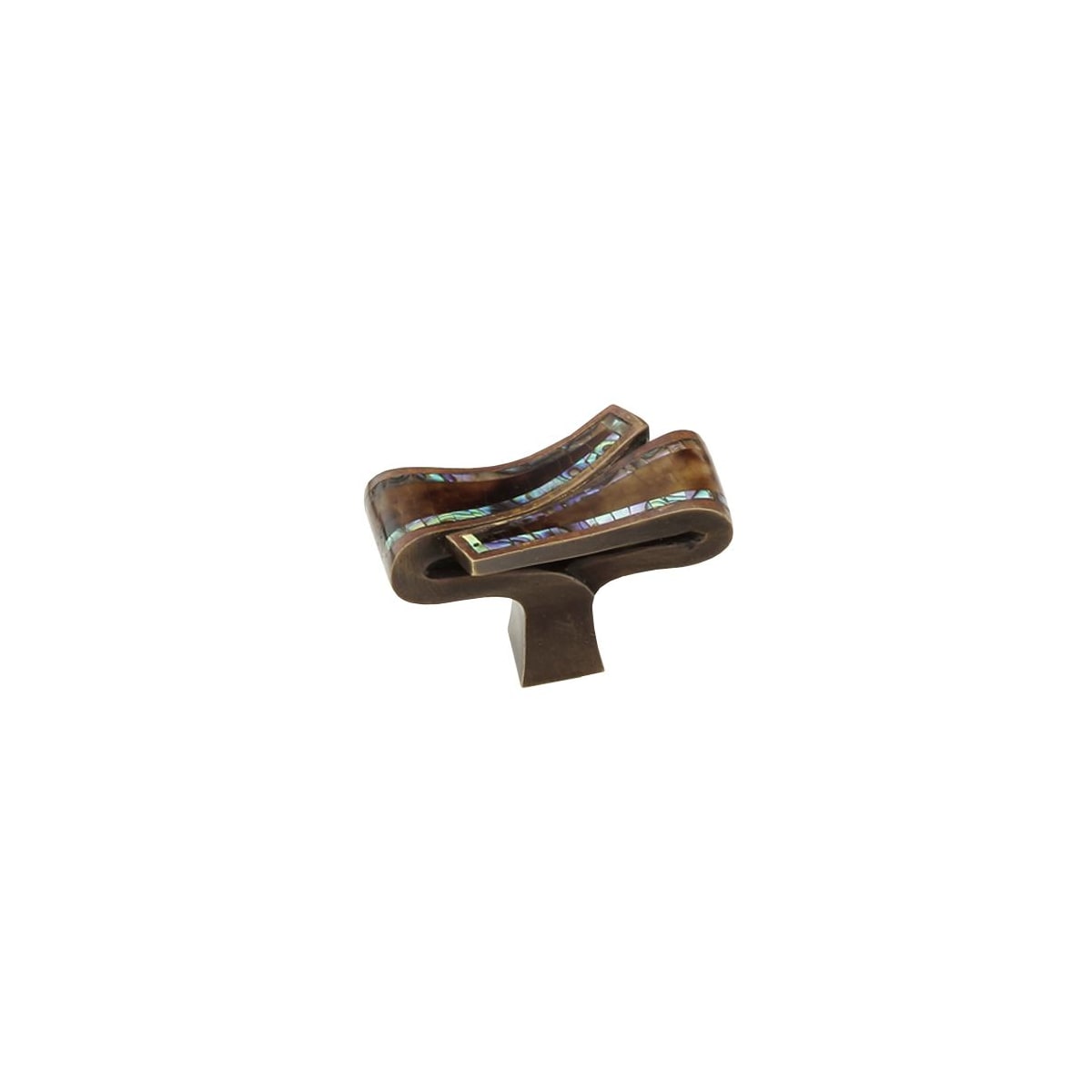 Avalon Bay 1-7/8" Coastal Designer Solid Brass "T" Cabinet Knob with Tiger Penshell and Mother of Pearl Inlays