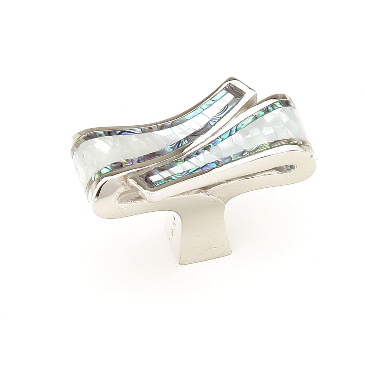 Avalon Bay 1-7/8" Coastal Designer Solid Brass "T" Cabinet Knob with Tiger Penshell and Mother of Pearl Inlays