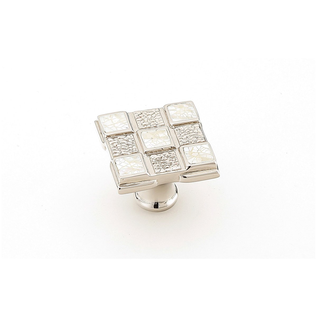 Avalon Bay 1-1/4" Luxury Designer Mosaic Solid Brass Square Cabinet Knob with Mother of Pearl