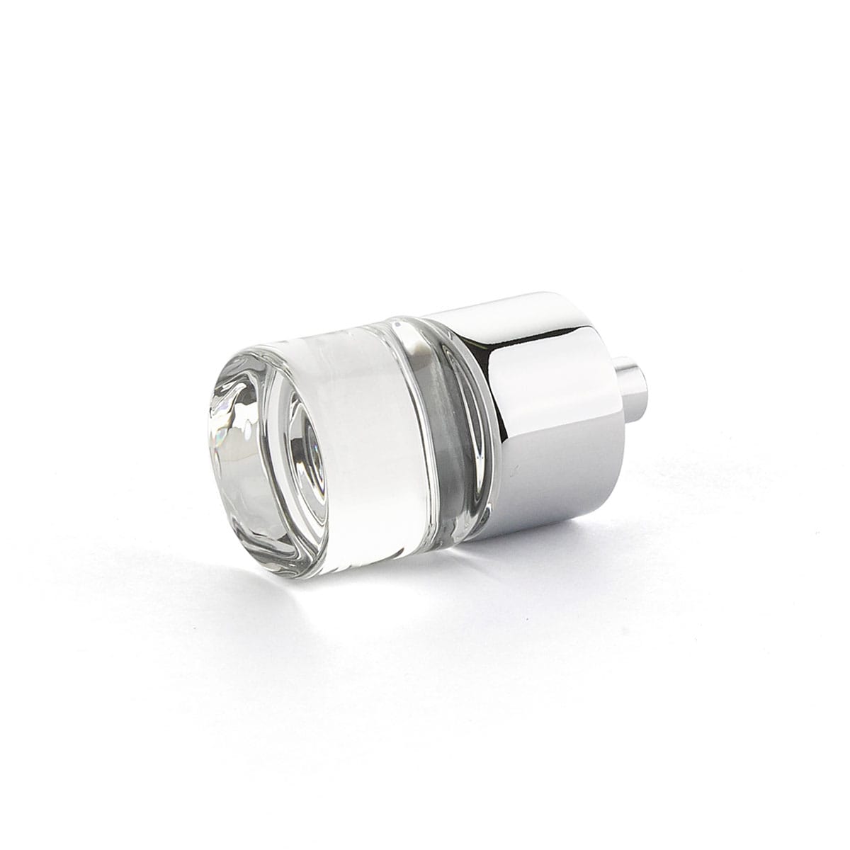 City Lights 7/8" Cylindrical Luxury Solid Brass and Glass Mini Button Cabinet / Drawer Knob
